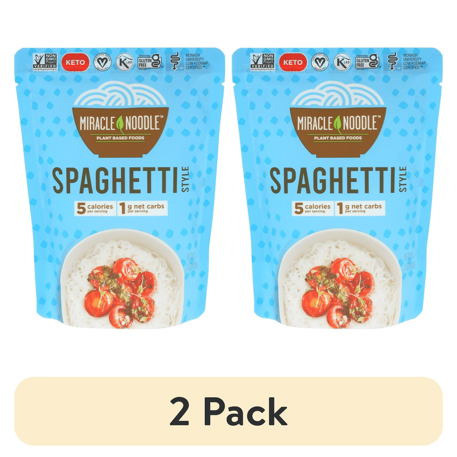 (2 pack) Miracle Noodle Spaghetti, Ready-to-Eat, Konjac Noodles, 7 oz Pack…