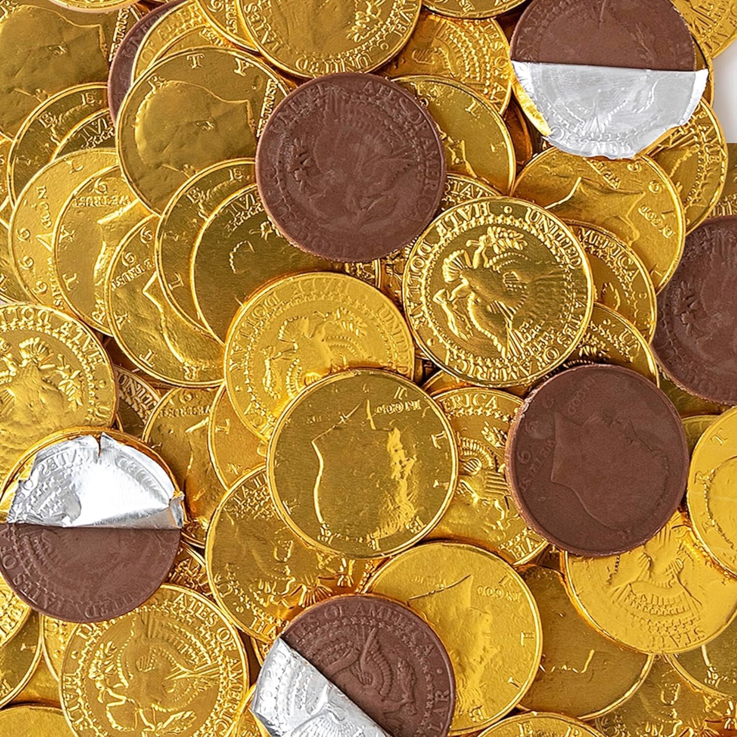130 Pieces Gold Foil Wrapped Chocolate Kennedy Half Dollar Coins Easter Candy !