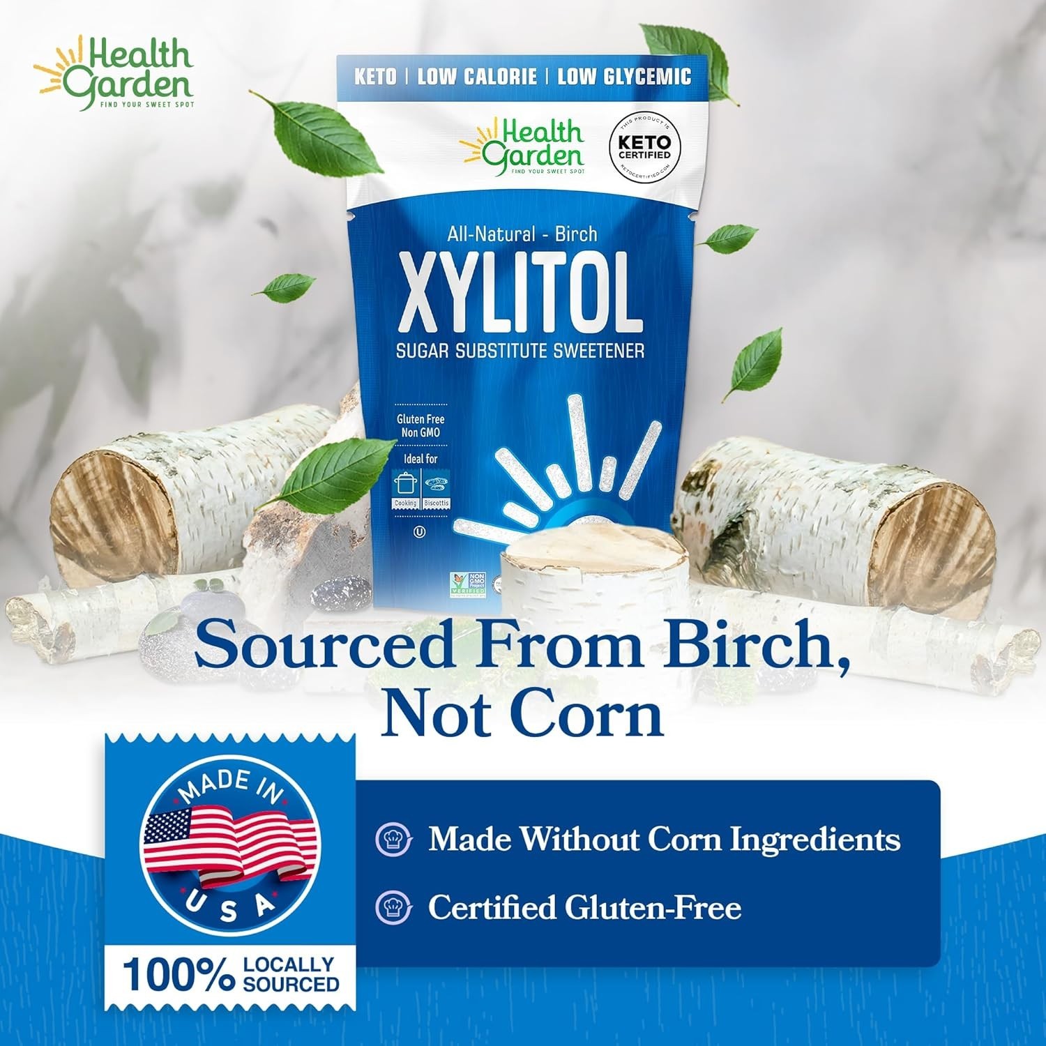 Birch Xylitol Sweetener 15oz – Sugar Alternative for Keto, , Dental Health