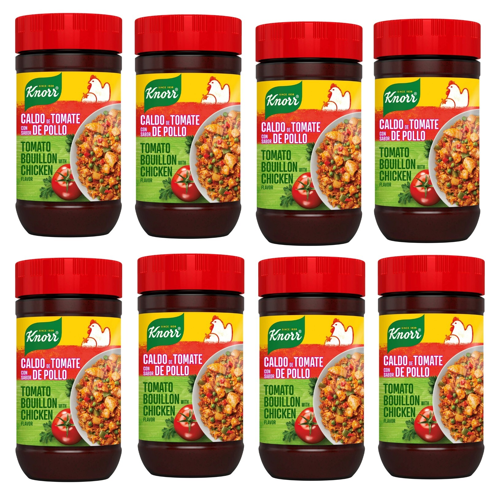 8-Pack Knorr Tomato Chicken Flavor Granulated Bouillon, Size 7.9 oz Jars