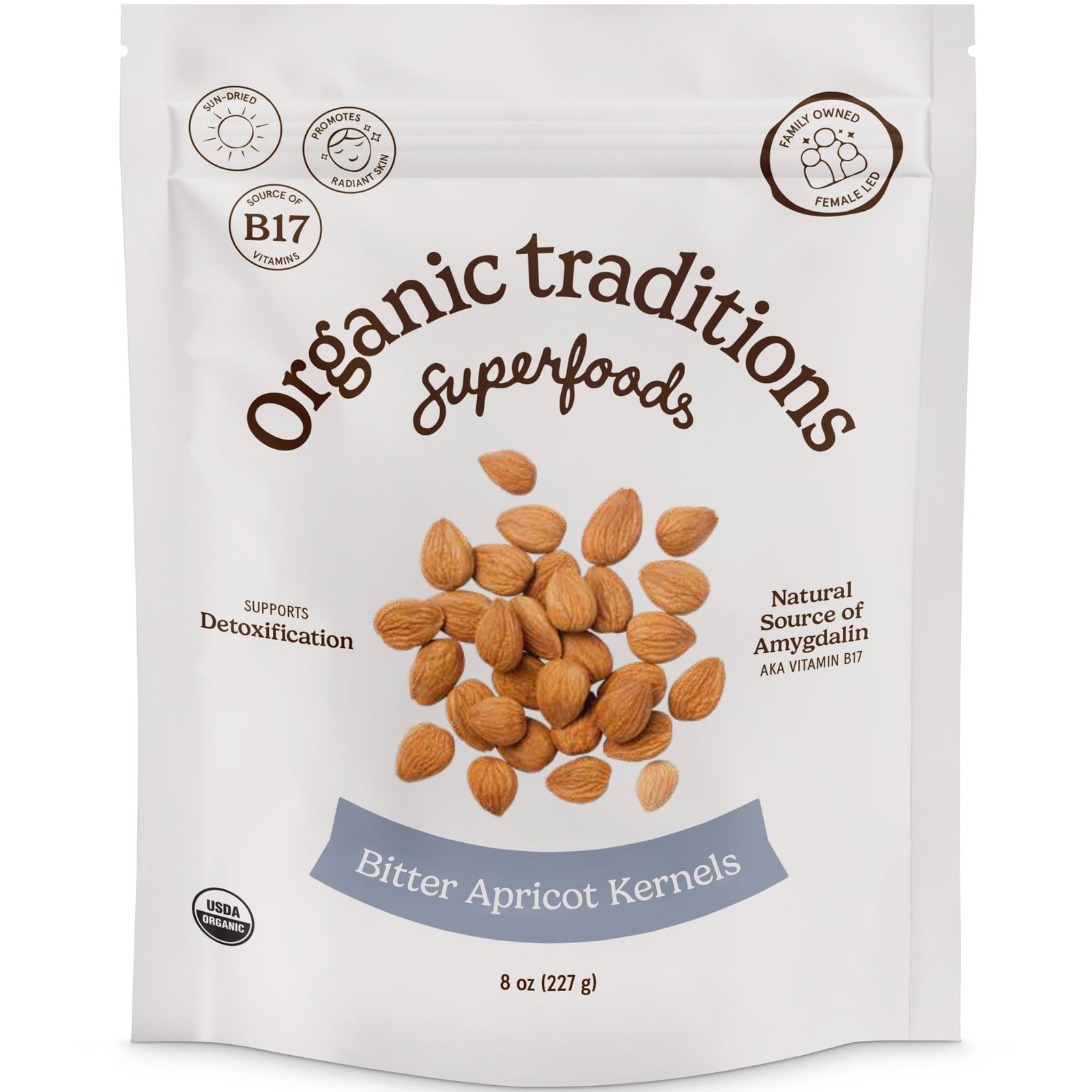 Organic Apricot Kernels – Sundried Raw Seeds – Natural Vitamin B17 – 8oz
