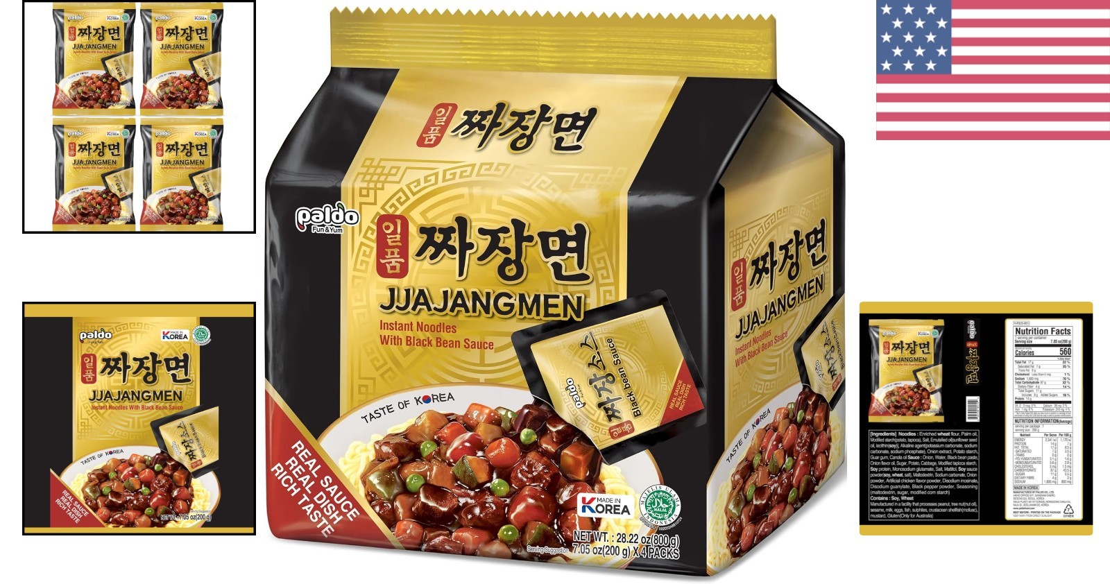 Easy-to-Make Brothless Jjajang Ramen 28.2oz (Pack of 4) – & Gluten-Free