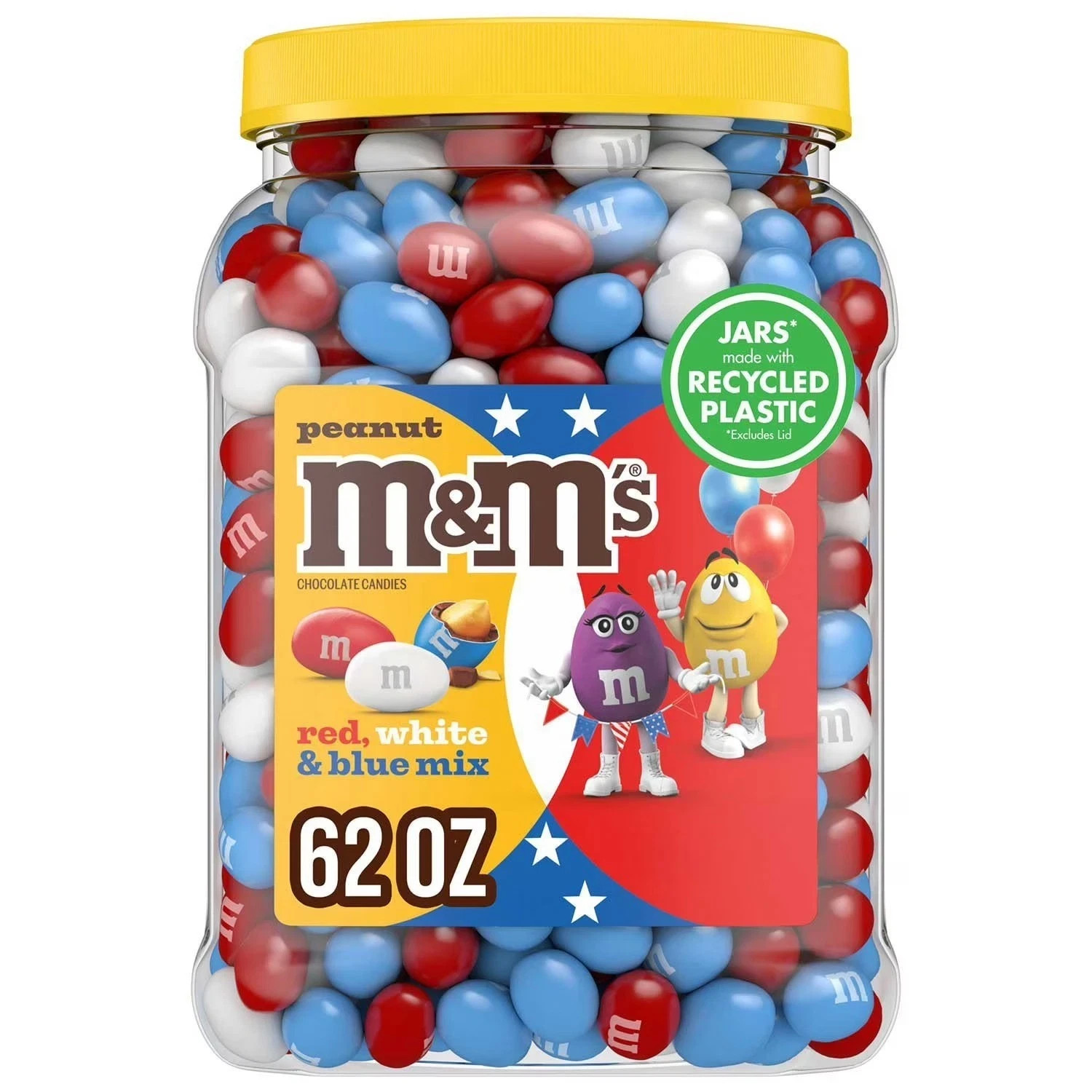M&M’S Red, White & Blue Peanut Milk Chocolate Candy, 62 oz.