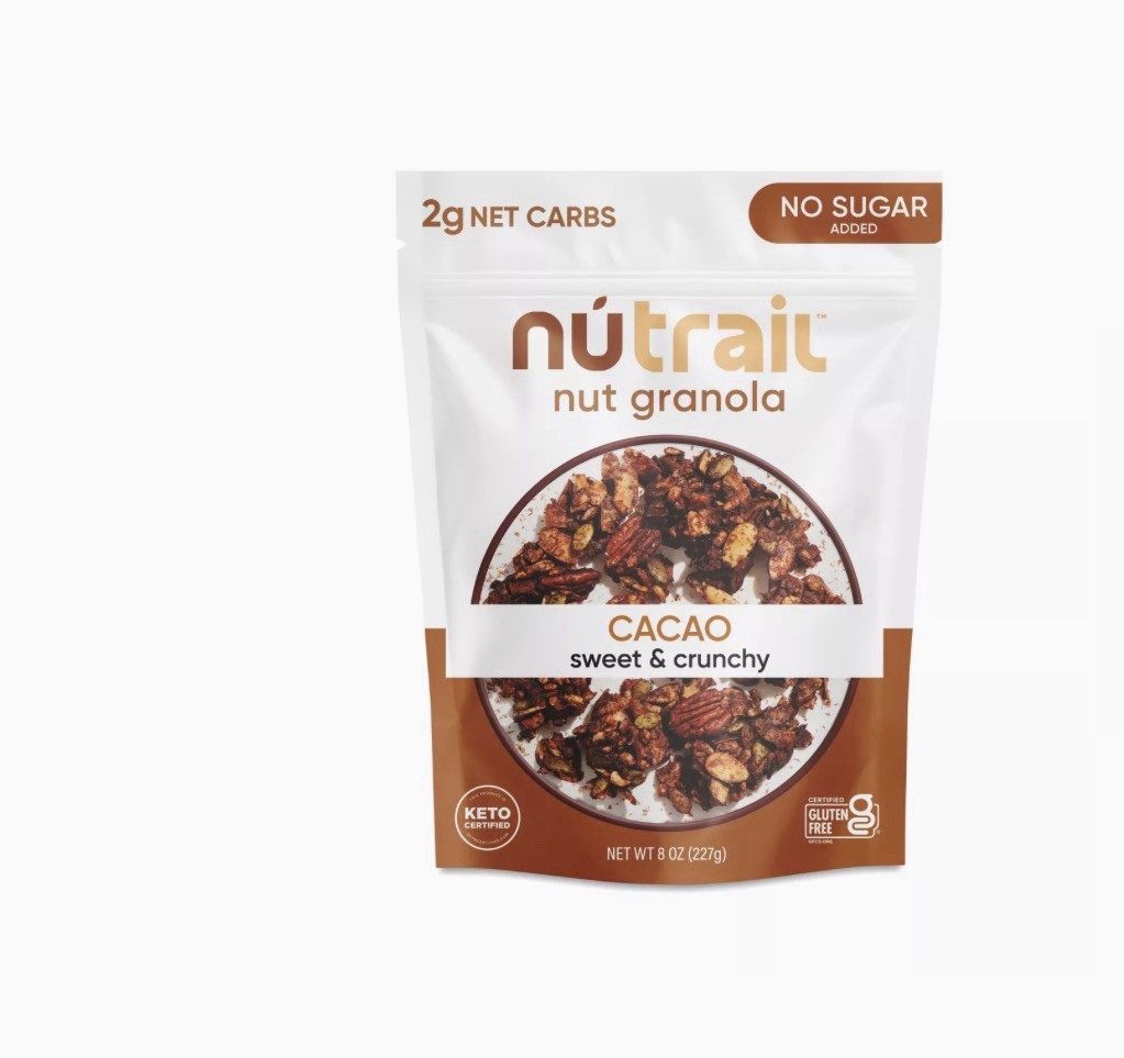 NuTrail Nut Granola Cereal, Dark Chocolate, No Sugar Added, Keto, Low Carb, Glut