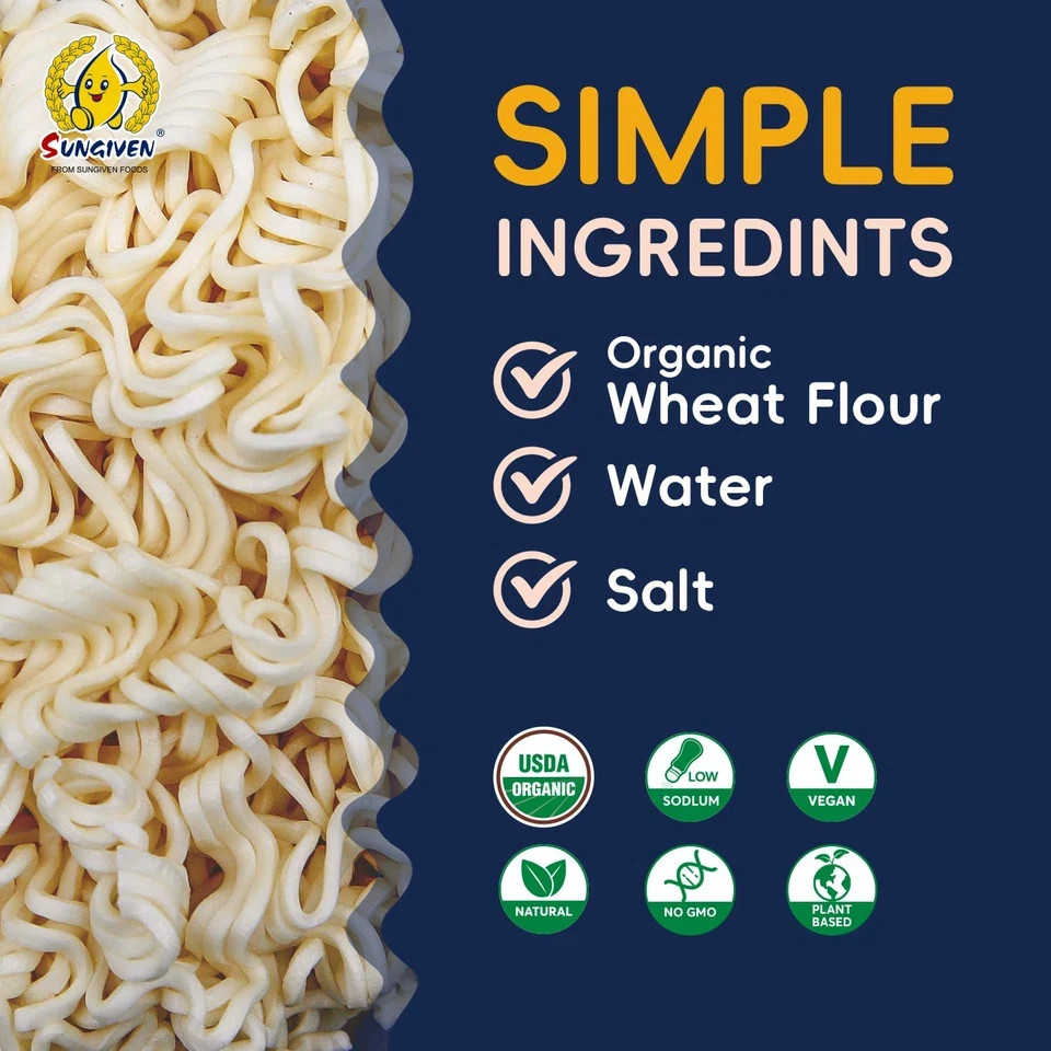 Organic Ramen Noodles Healthy Low Sodium Ready in 3 Minutes Non-Fried Instant No