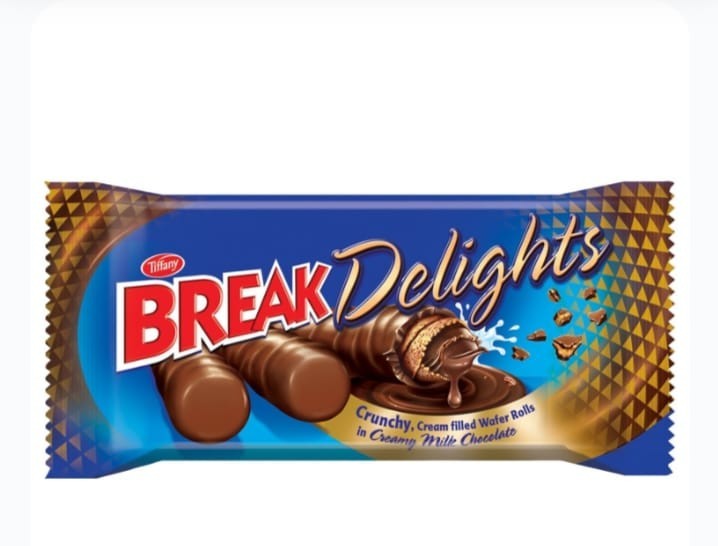 Tiffany Break Chocolate Delight crunchy cream filled wafer rolls 24 bars