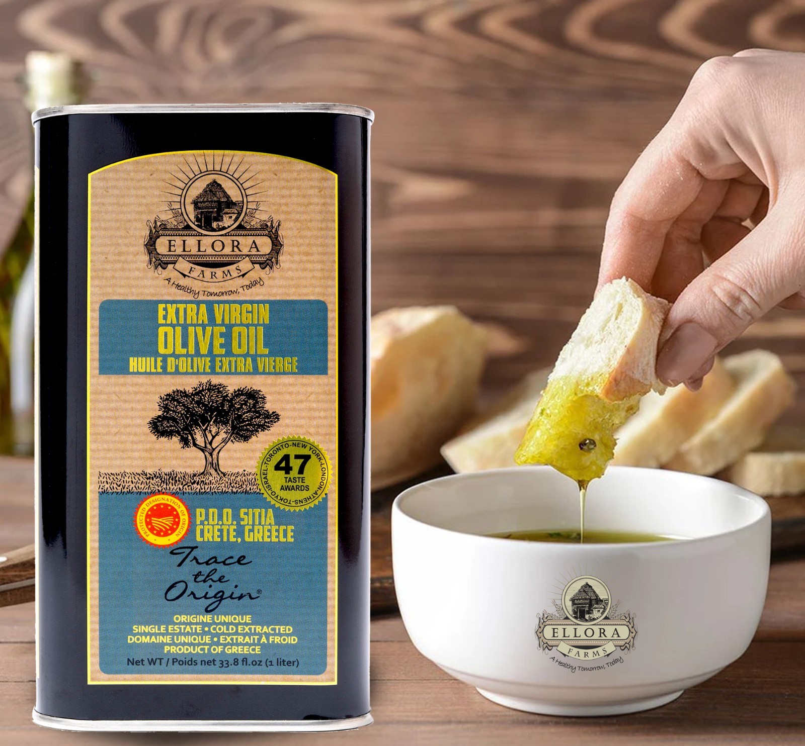 Single Estate SITIA, Greek Extra Virgin Olive Oil, Kosher, Traceable, 34oz (1Lt)