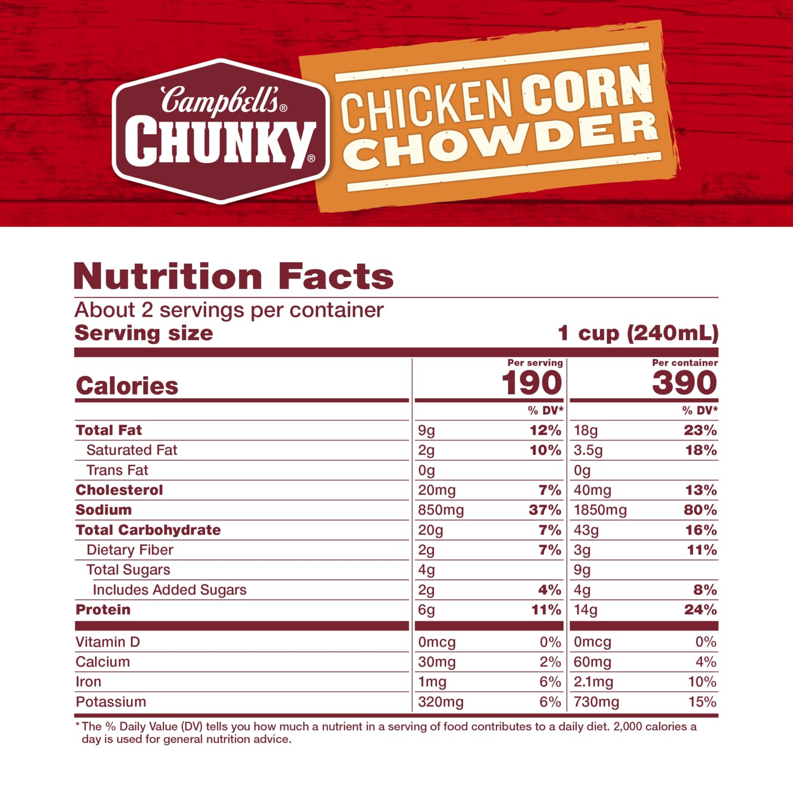 Campbell’s Chunky Soup, Chicken Corn Chowder 18.8 Ounce (Pack of 1)