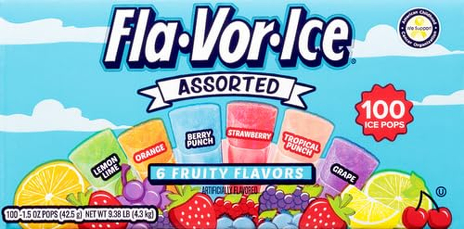 Popsicle Variety Pack of 1.5 Oz Freezer Bars, Assorted Flavors, 100 Count