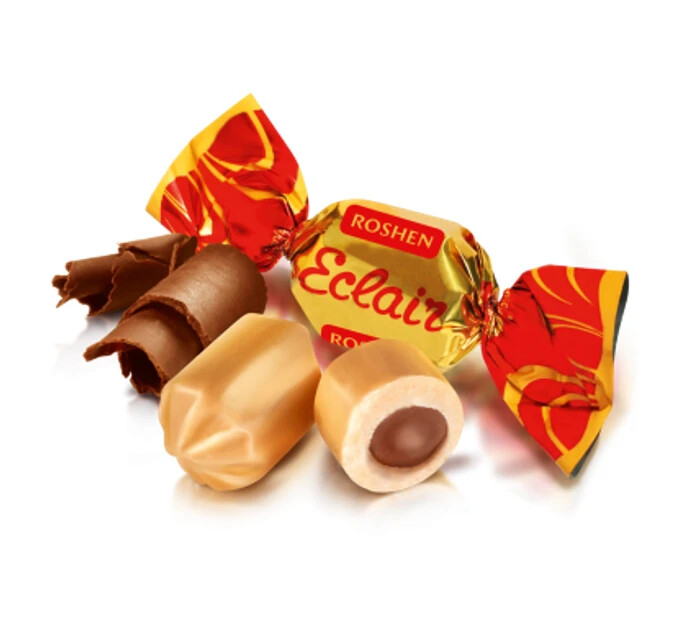 Ukrainian Sweets Milk Caramel «Eclair» Chocolate Filling Candy Roshen 200g