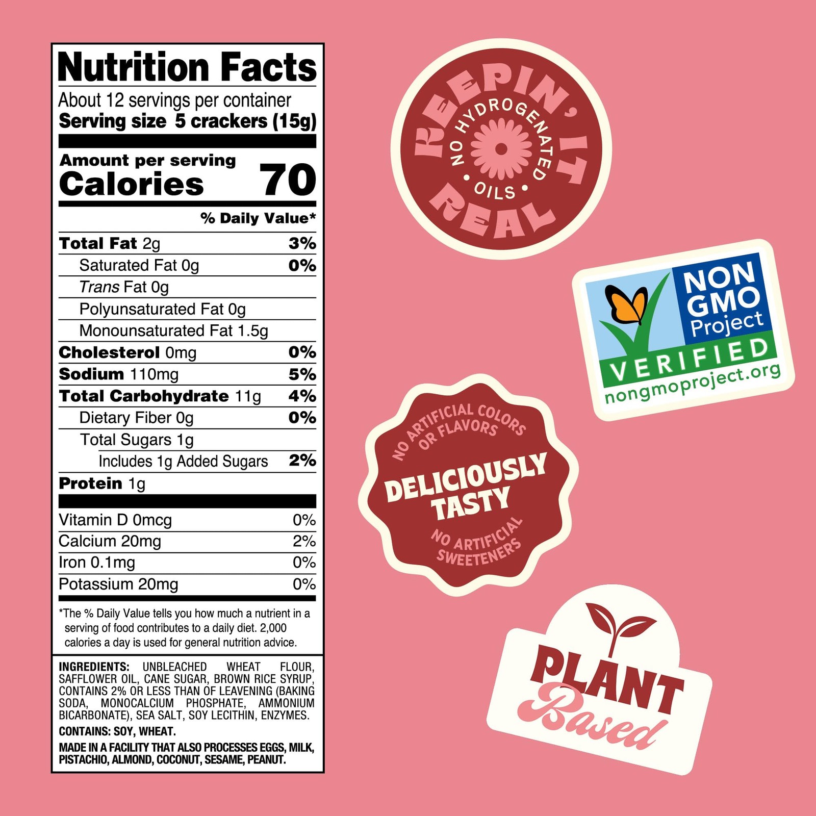 Classic Round Crackers Non GMO Vegan Friendly Snack Cracker Made with 6.5 Ounce
