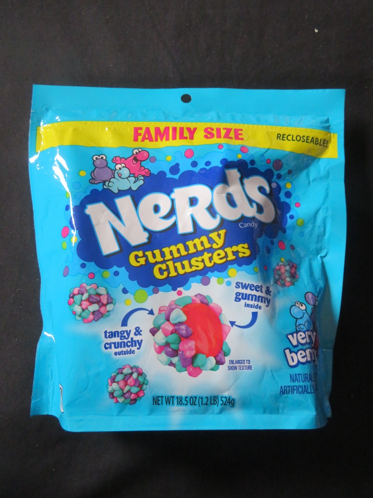 Recloseable Family Size Bag Of Nerds Gummy Clusters Very Berry Flavor 18.5 Oz