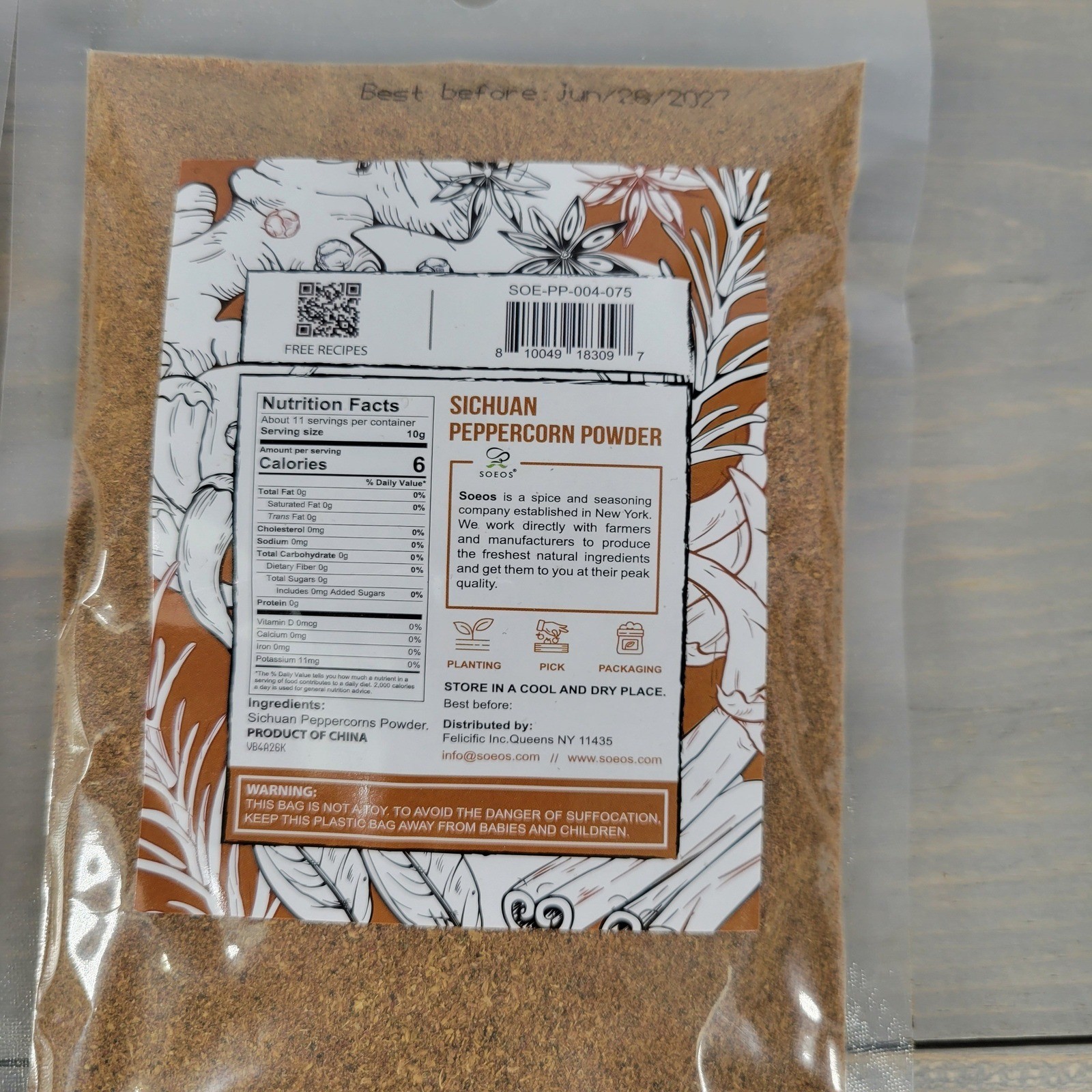 2X Soeos Sichuan Peppercorn Powder 4 Oz Each Total 8 Oz Non GMO Verified 06/2027