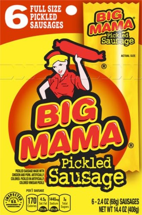 Big Mama Pickled Sausages 6 Pack 2.4 Oz Low Carb Snacks