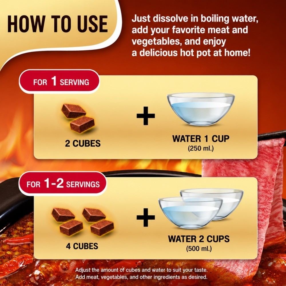 Rosdee Mala Hot Pot Soup Cubes 40g x 12 Boxes Sichuan Hotpot Broth 48Cubes Total