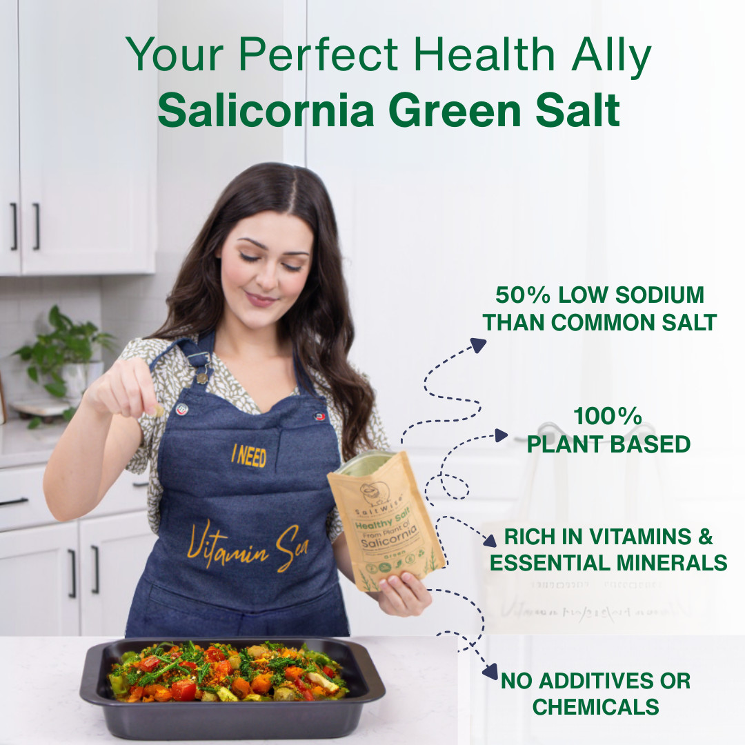 Green Salicornia Salt – Low Sodium Healthy Salt Substitute, Organic, Umami, 7oz