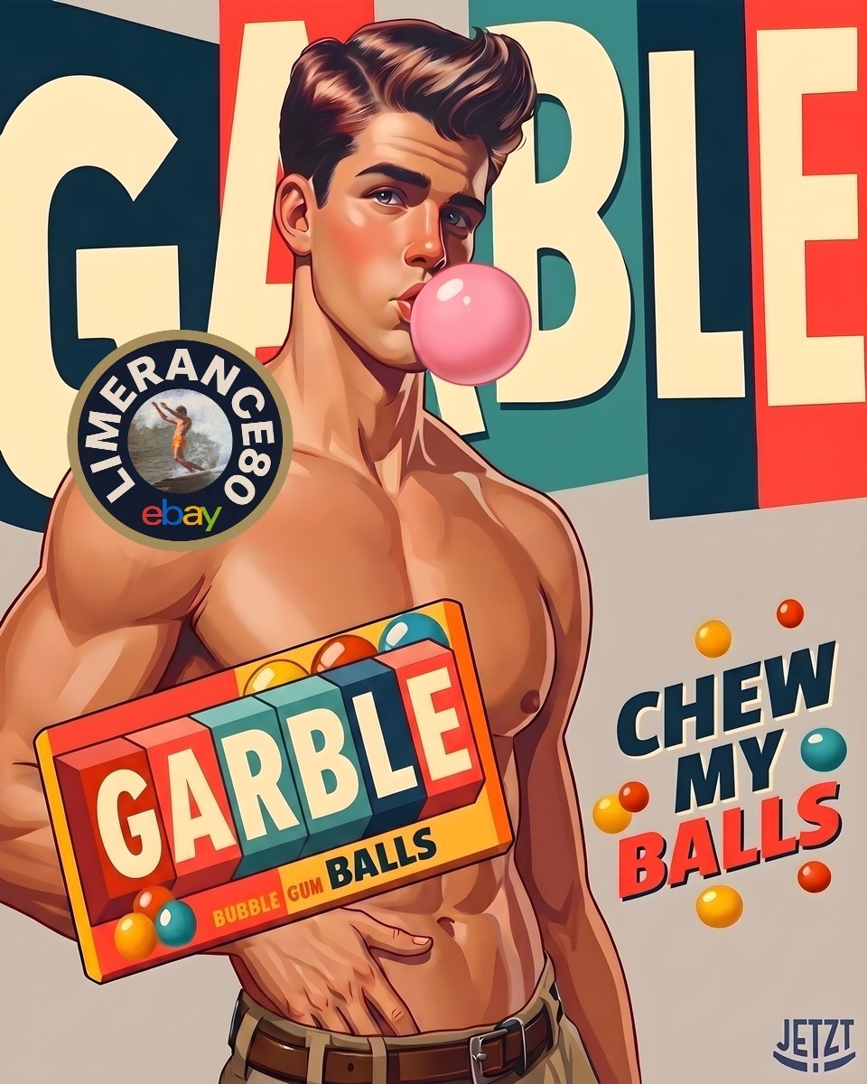 GARBLE Gum Balls, Men Retro ca. 1960 Vintage-Style Advertising Poster 16 x 20