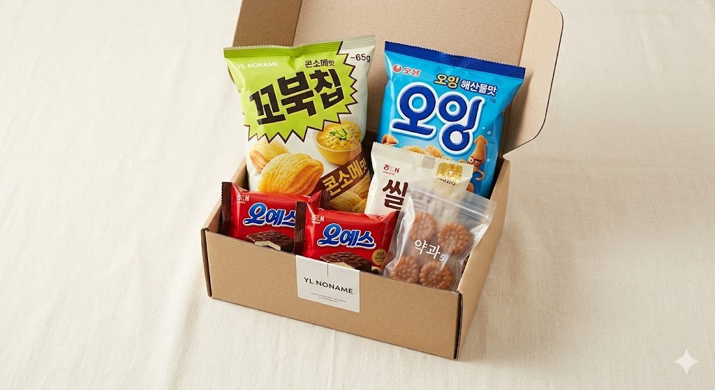 Korean Snack Box Variety Pack 5pcs Full Size Chips Cookies Gift K-Food Premium