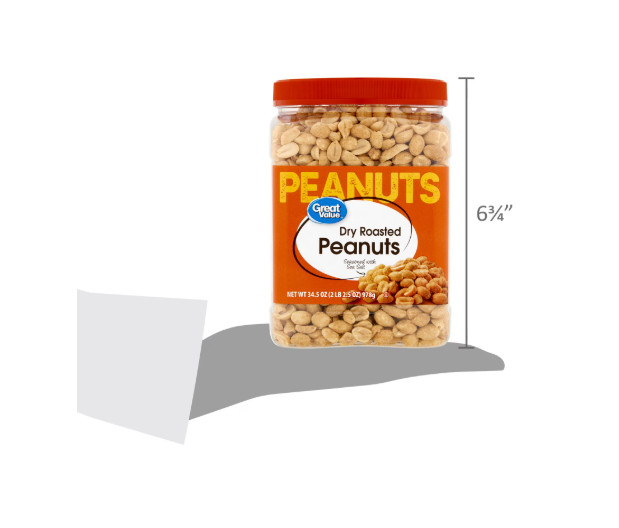 Great Value Dry Roasted & Seasoned with Sea Salt Peanuts, 34.5 oz