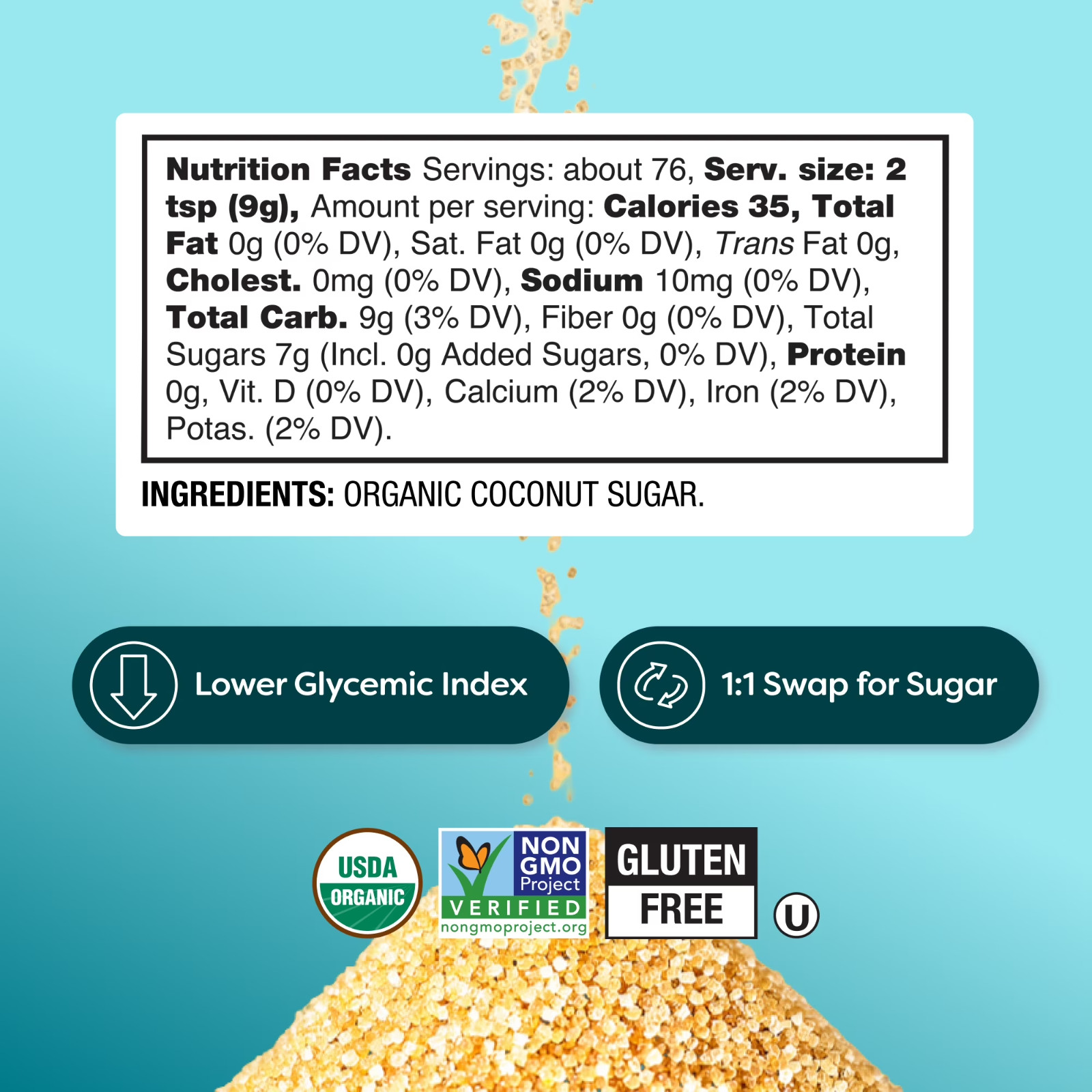 BetterBody Foods Organic Coconut Palm Sugar, 24 Oz New 2 Pack With Free Shipping