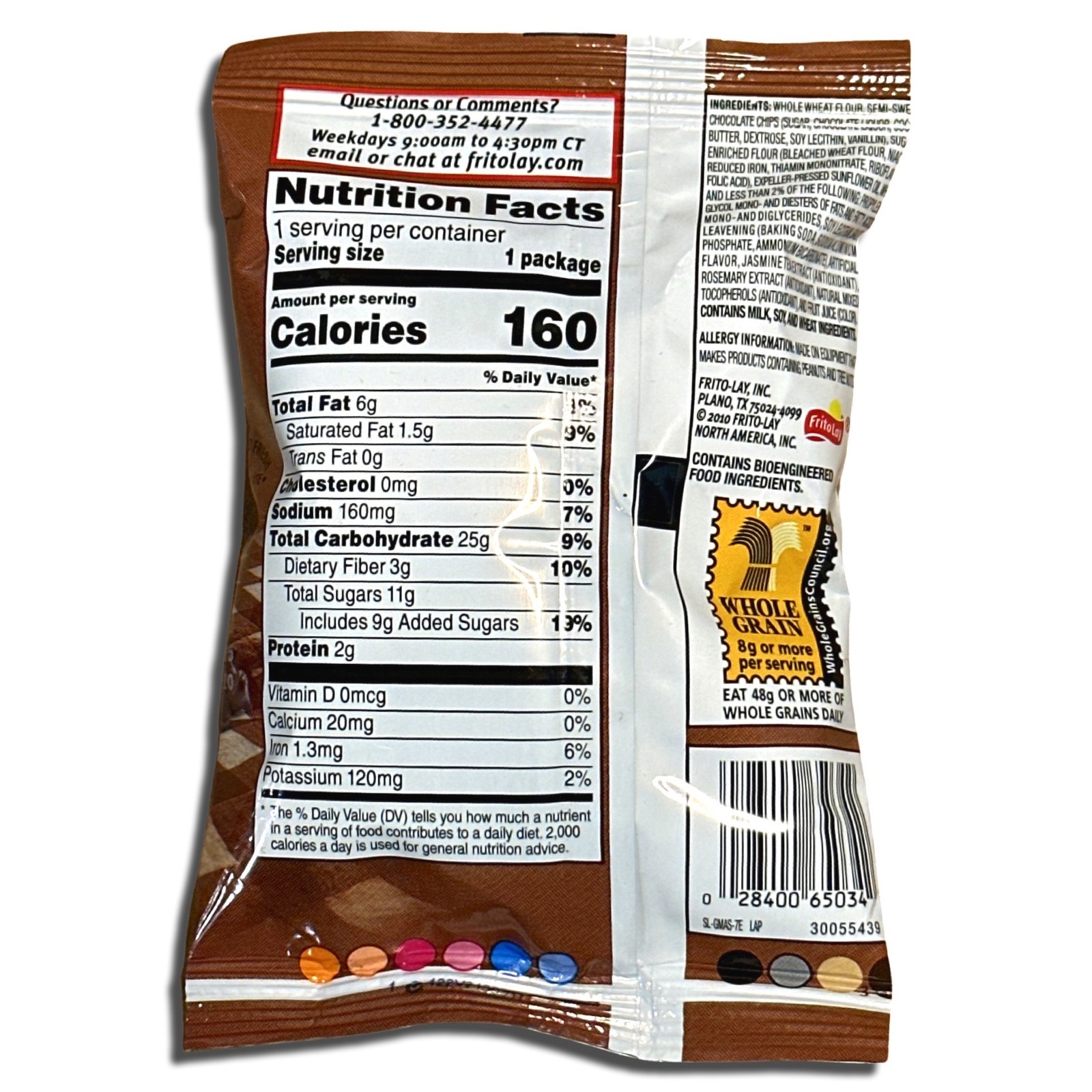 Grandma’s Whole Grain Mini Chocolate Chip Cookies, 1.22 Oz, 20 Ct