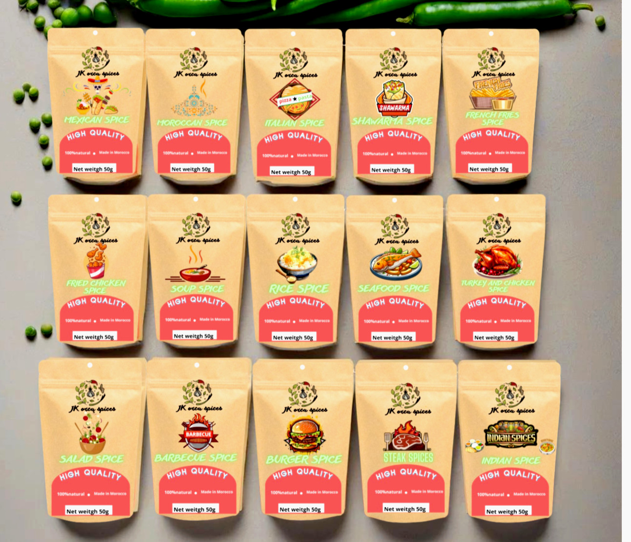 collection 15 types of spices cover all your desh needs , Delicious spices.