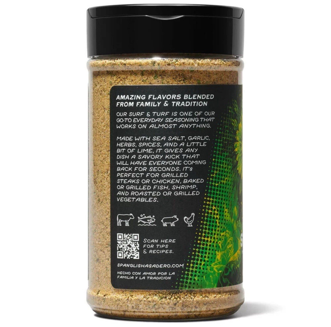 Spanglish Asadero Surf & Turf Seasoning w/🧄Garlic,Herbs &🍋‍🟩 Lime 9.1 oz