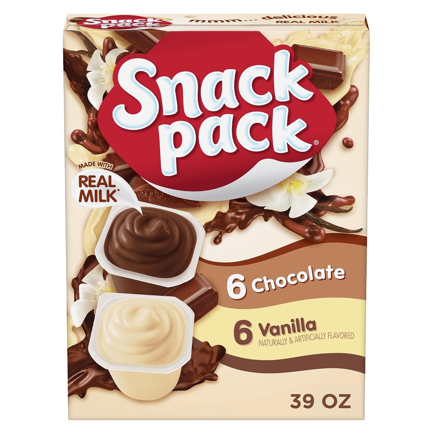 Snack Pack Chocolate and Vanilla Flavored Pudding Cups, 3.25 oz., 12-Count Famil