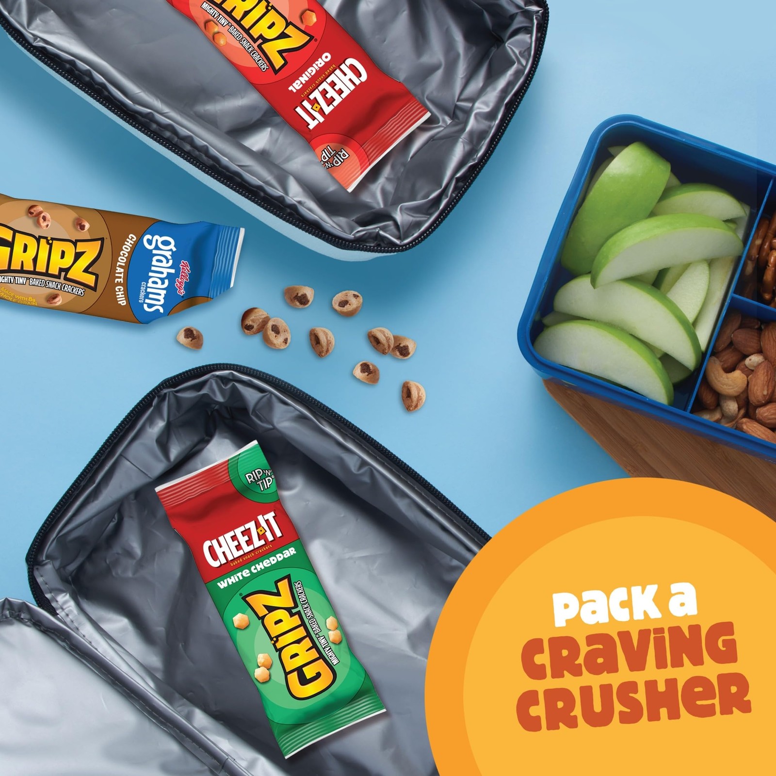 Gripz Mini Baked Snack Crackers, Sweet Salty Snacks, Variety Pack, 11oz Box 12pk