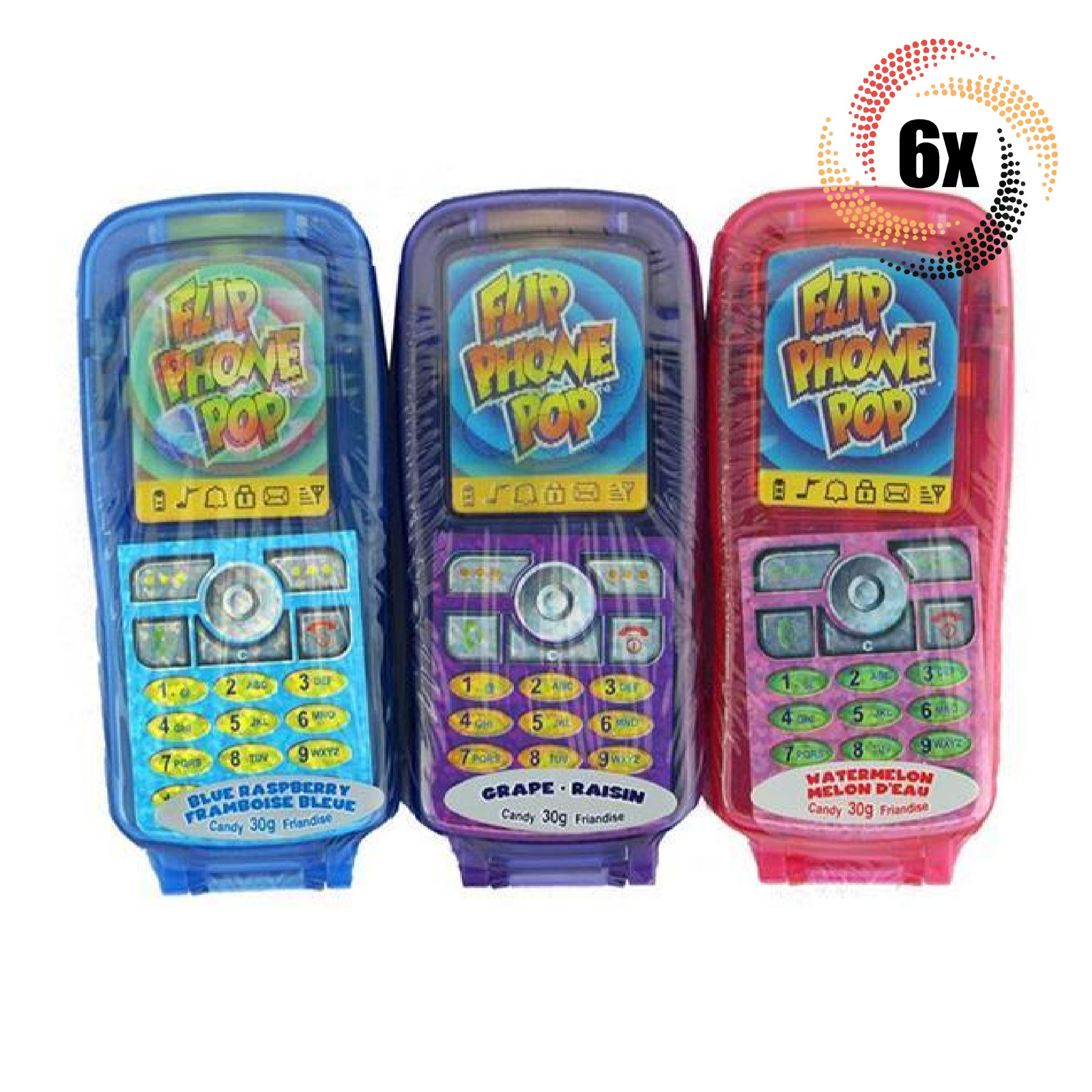 6x Phones Kidsmania Flip Phone Pop Assorted Flavor Novelty Candy | 1.64oz