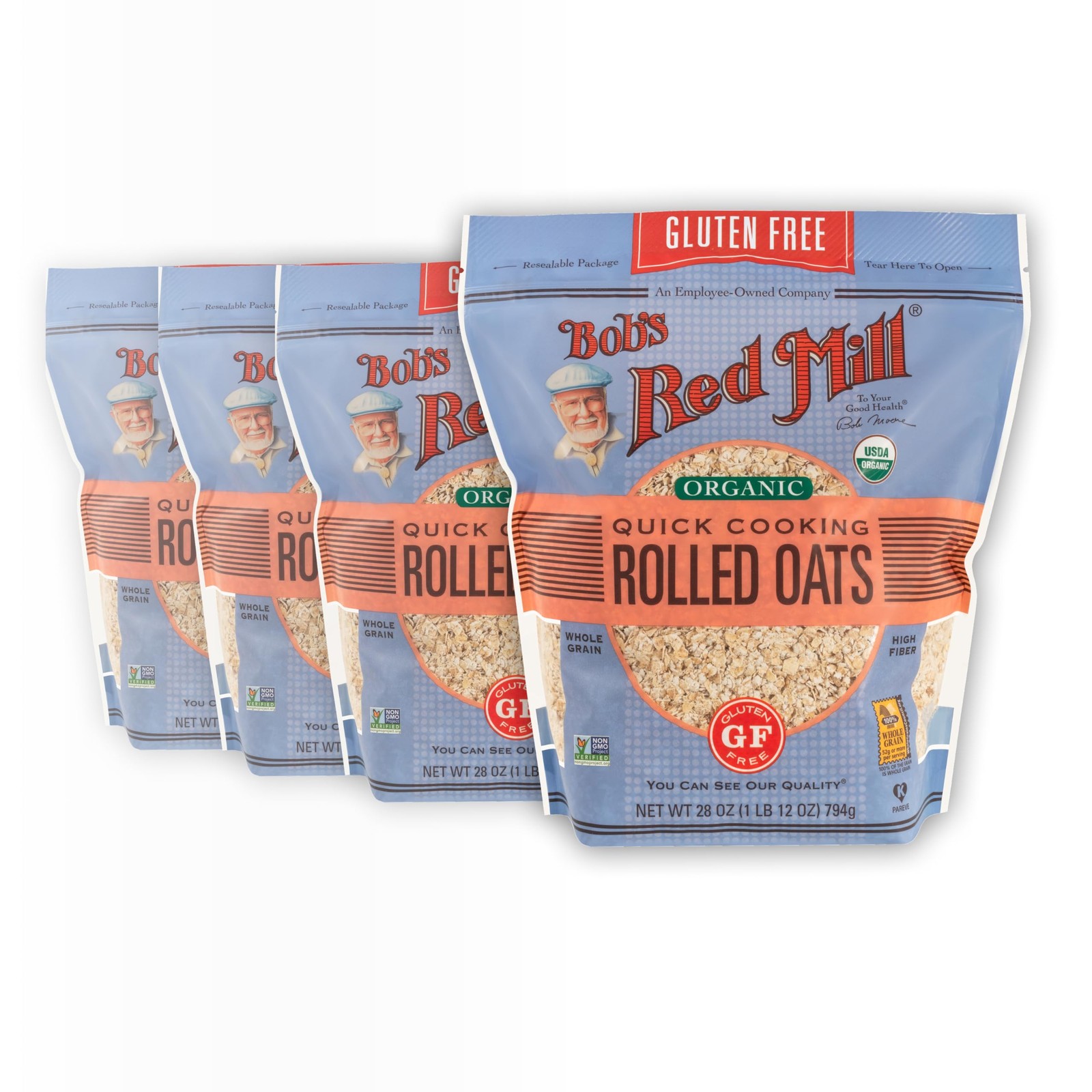Bob’s Red Mill Quick Cooking Organic Rolled Oats, 28 oz (Pack of 4)