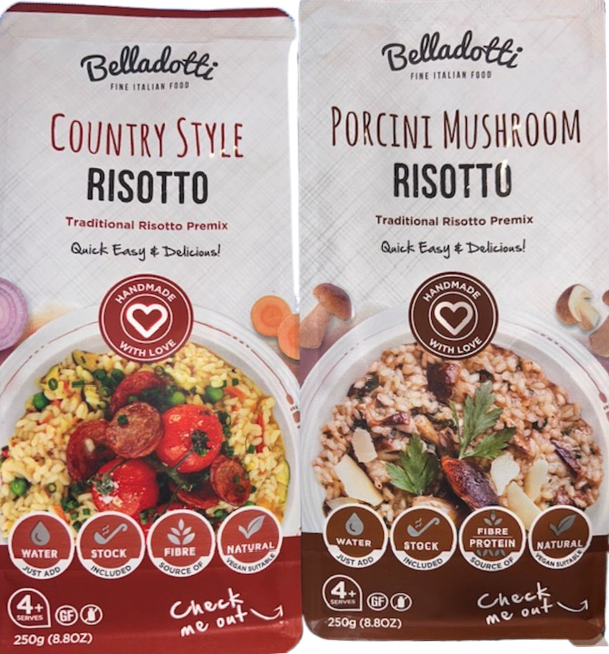 2 PACKS- Premix Risotto Country Style or Porcini Mushroom 8.8oz (250g) ea.