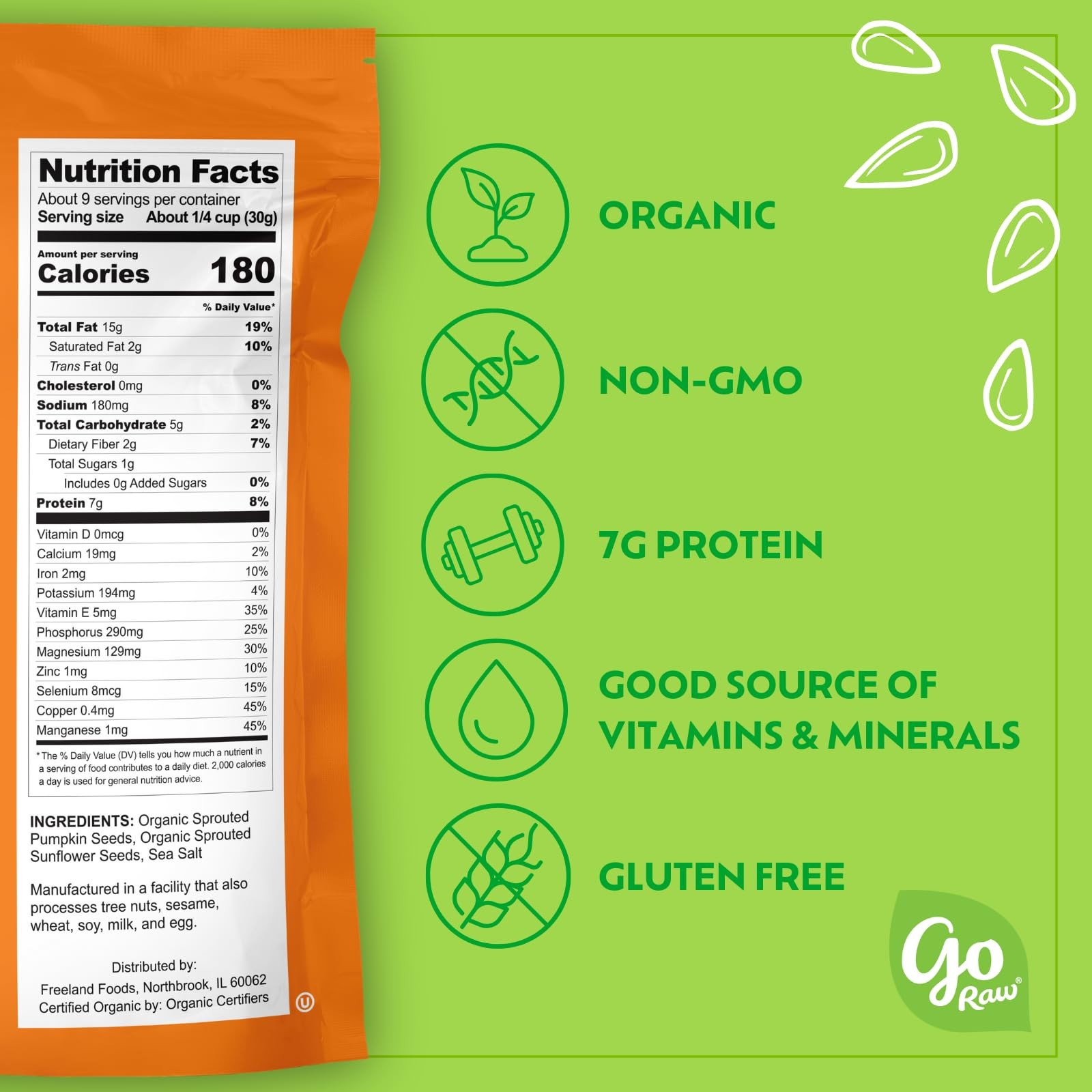 Go Raw Organic Sprouted Pumpkin & Sunflower Seeds, 10 ounce (Pack of 1), 6013