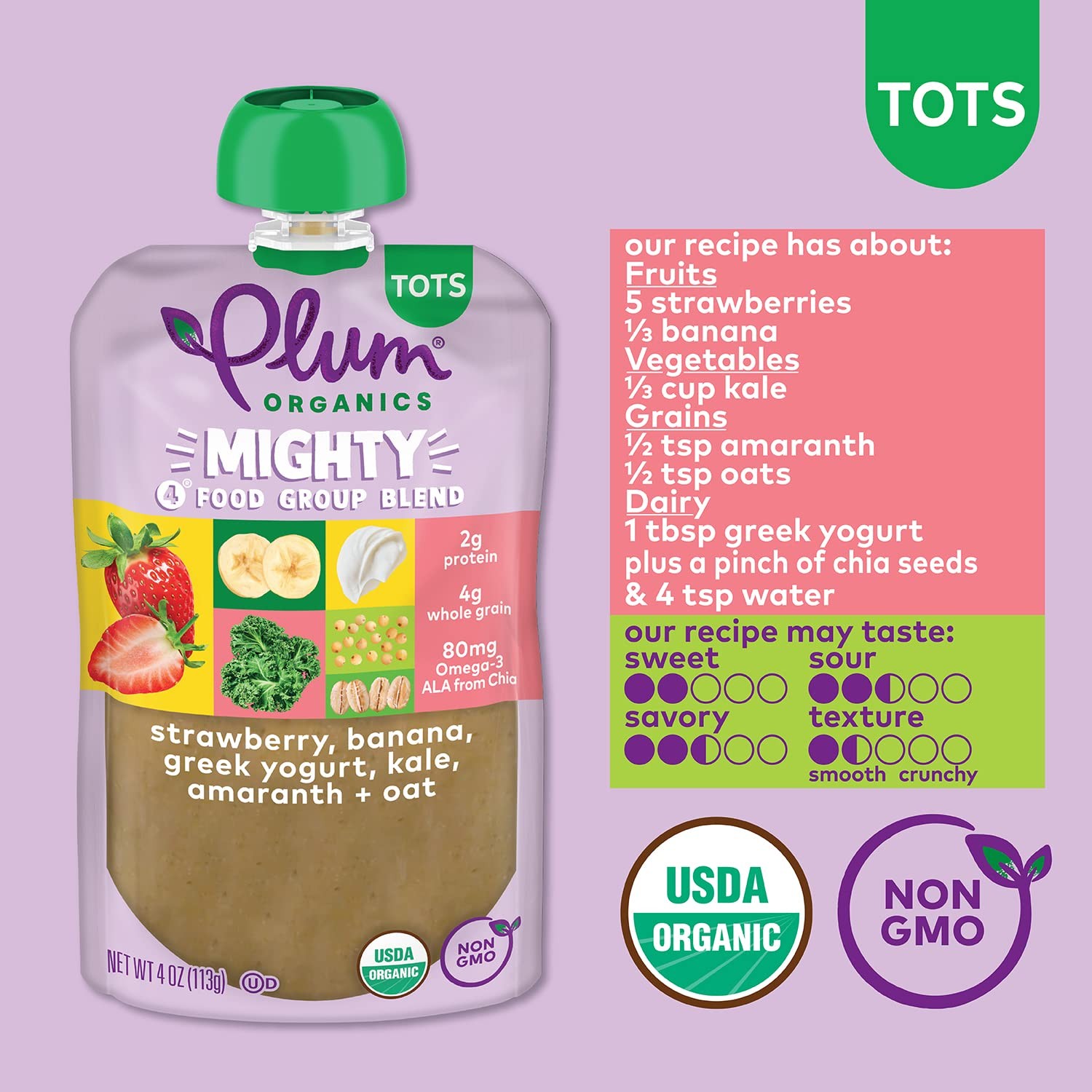 Plum Organics Mighty 4 Organic Toddler Food – 4 Ounce (Pack of 12)