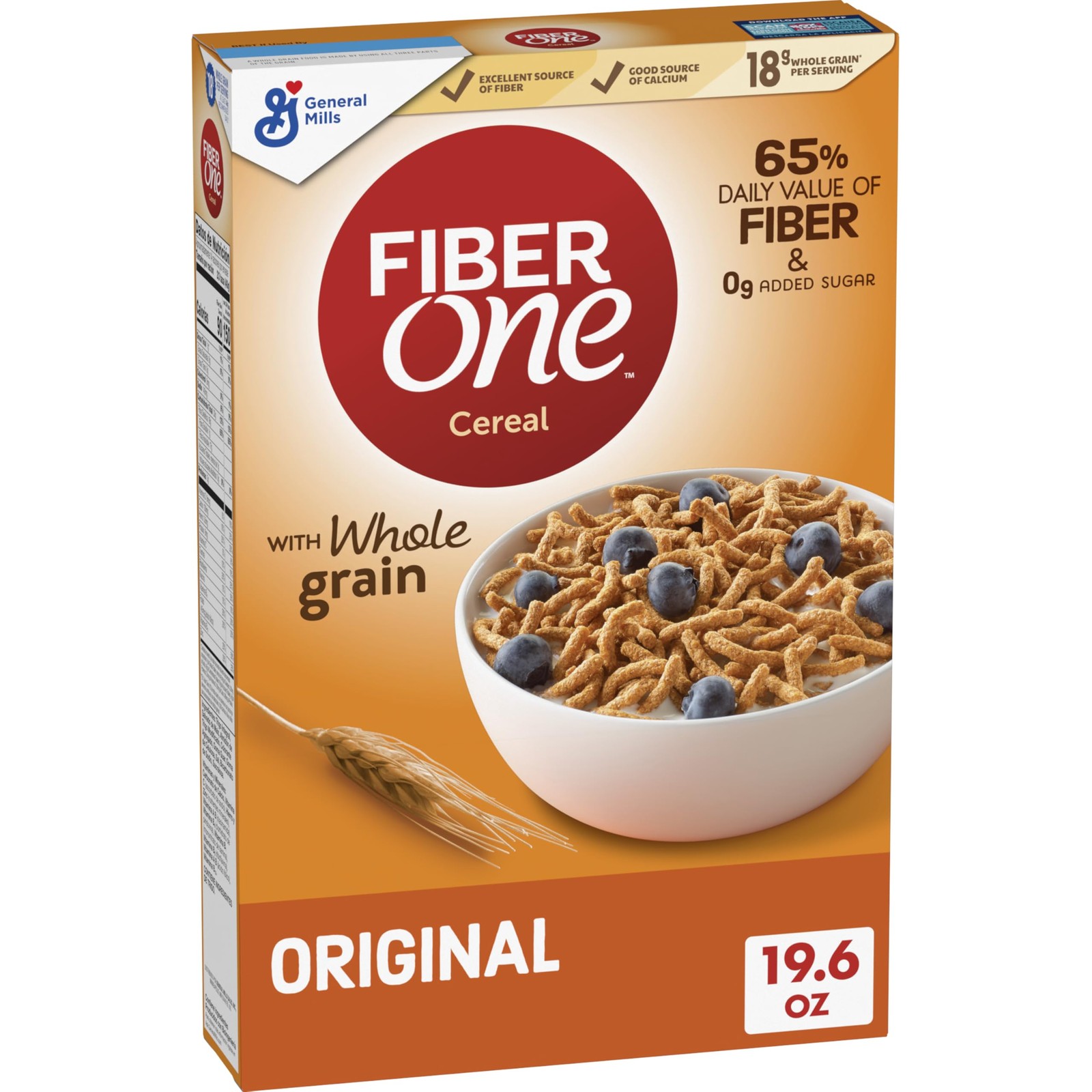 Fiber One Original Bran Cereal 19.6 oz High Fiber Whole Grain Breakfast Cereal