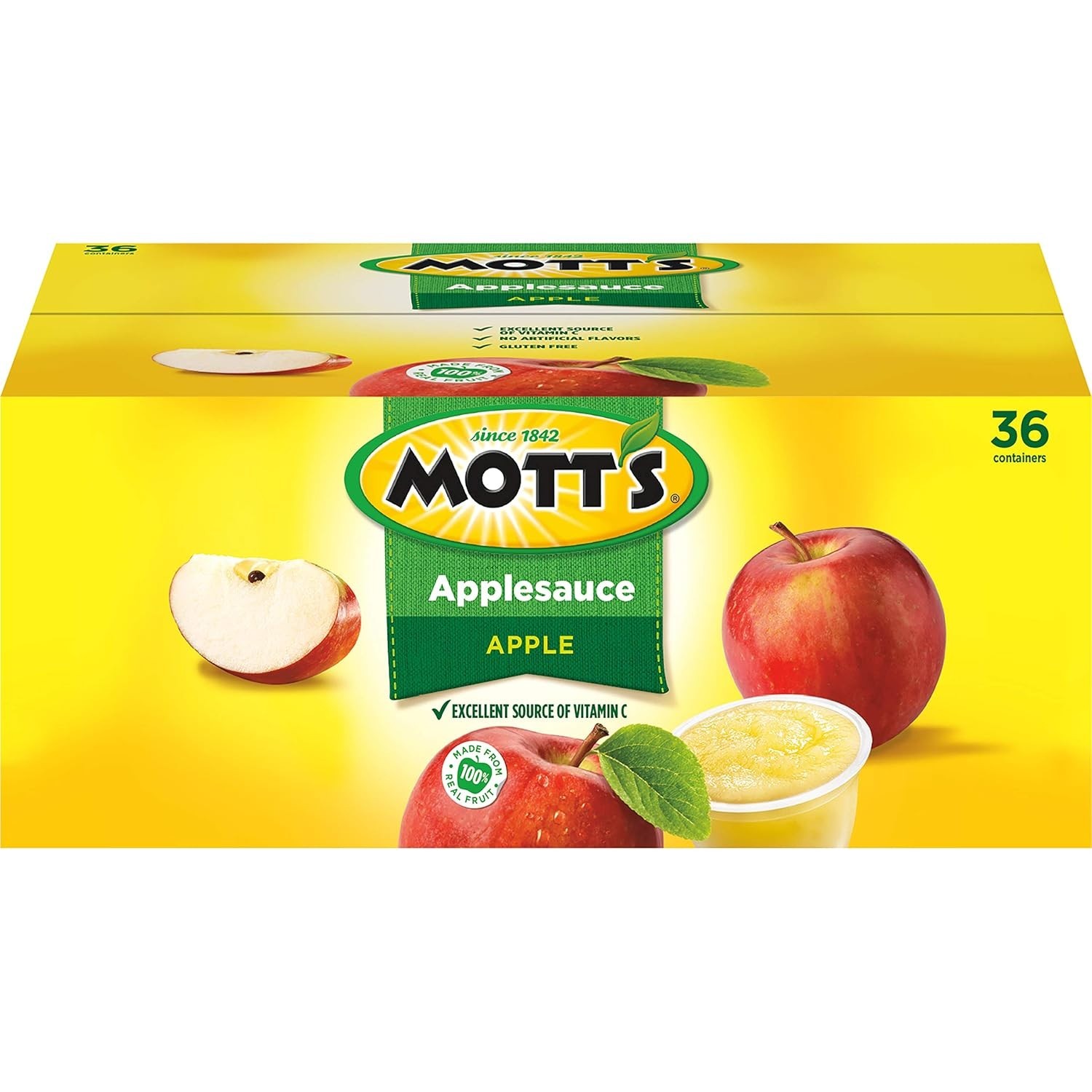 Applesauce, 4 Oz Cups, 36 Count, No Artificial Flavors, Good Source of Vitamin C