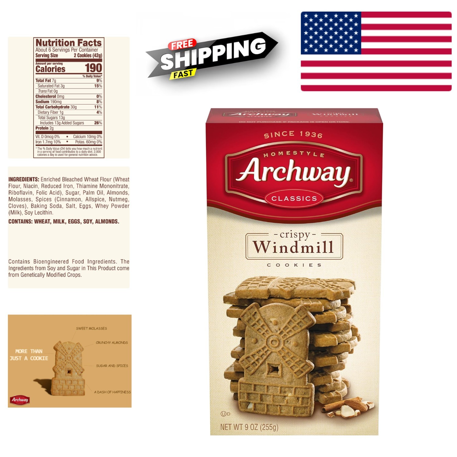 Delightful 9 Oz Crispy Windmill Cookies – Perfect with Coffee or Tea
