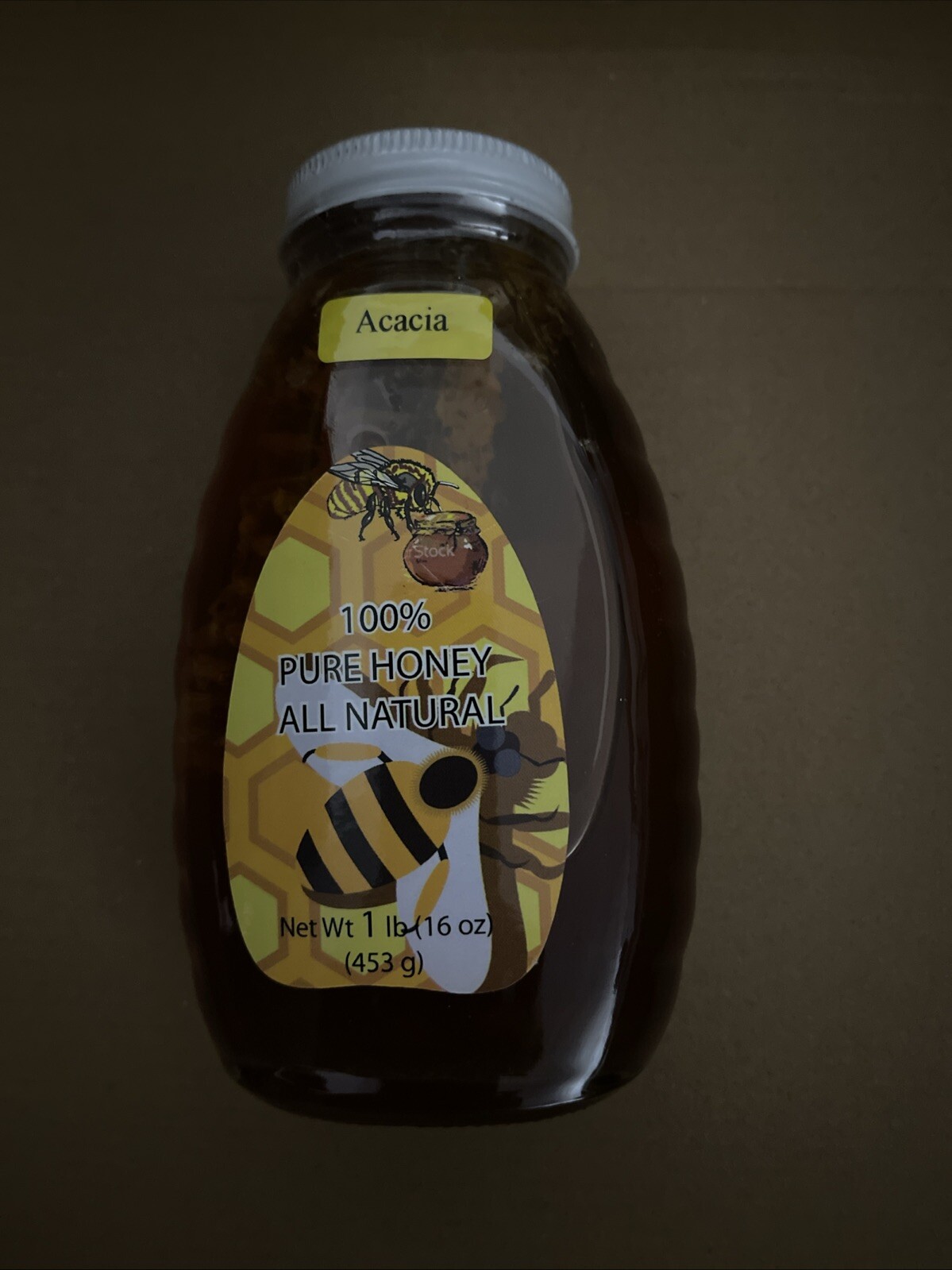 Unfiltered Raw ACACIA Honey with Honeycomb 1 lb (16oz) upstate New York