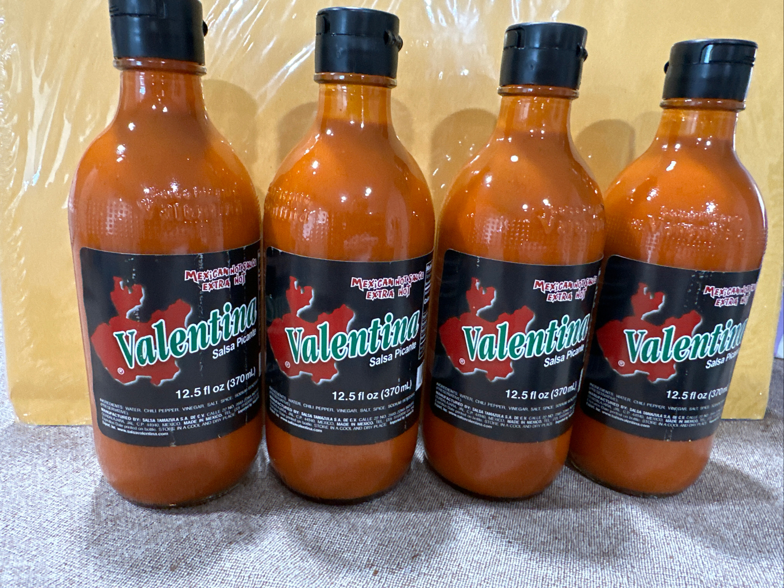 4-Pk Salsa Valentina muy Picante Mexican Hot Sauce Valentina 370ml/12.51floz