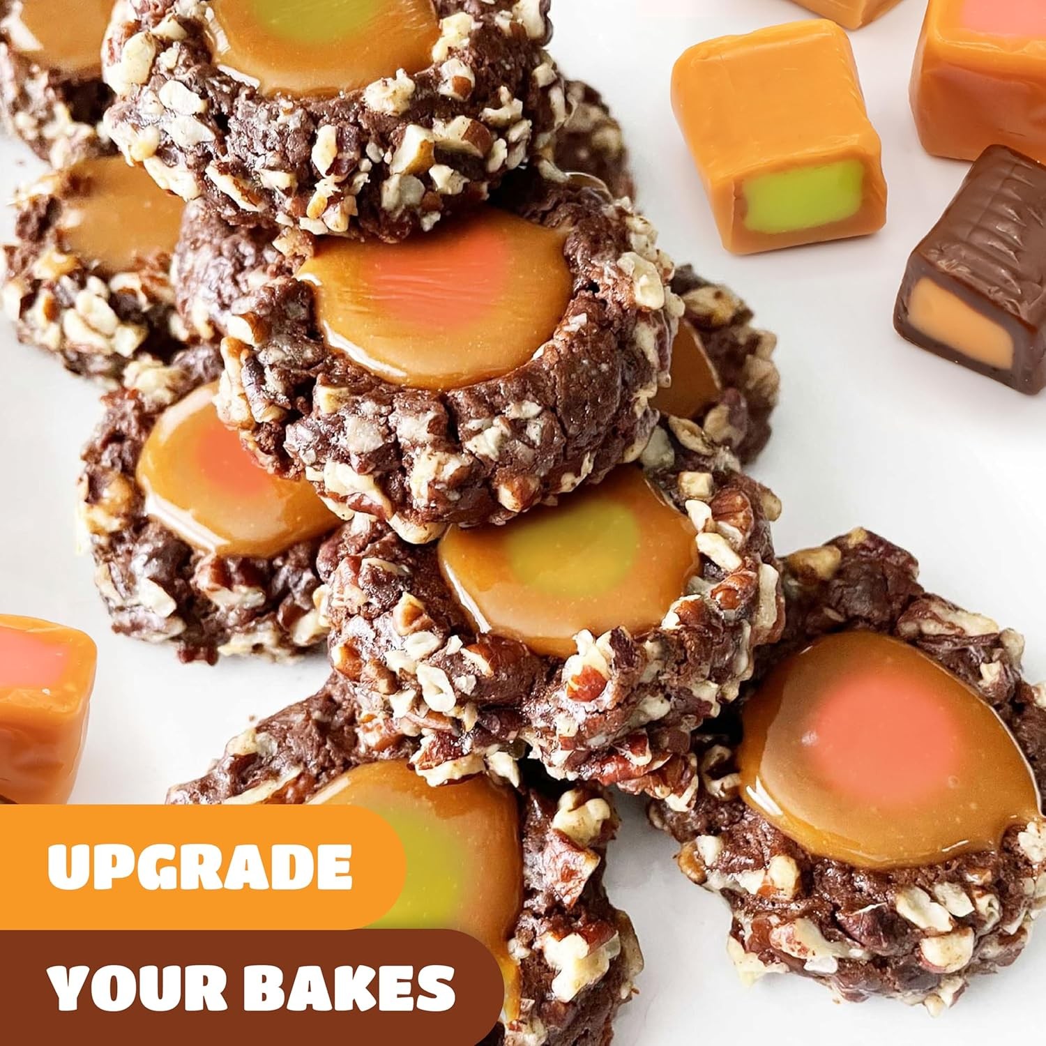 Caramel Candy Mix- 2 Pound Pack- Vanilla, Chocolate, Apple, and Strawberry Cubes