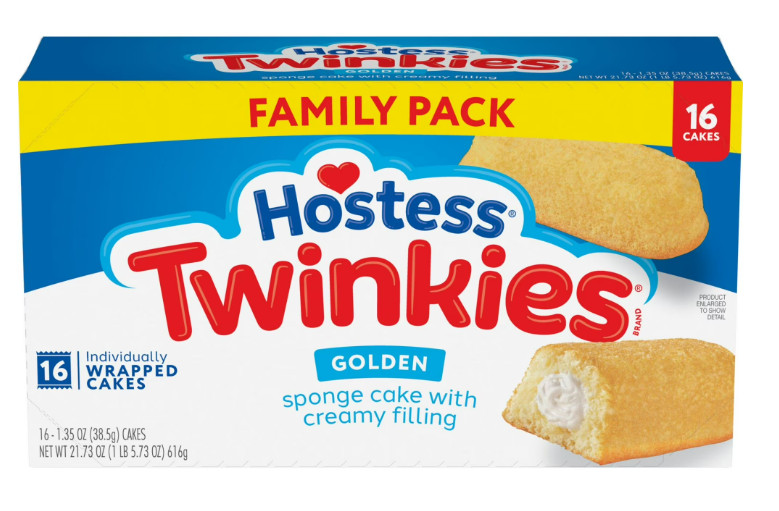 Hostess Twinkies Snack Cakes, Golden Sponge Cake with Crème Filling, 21.73 oz Bo