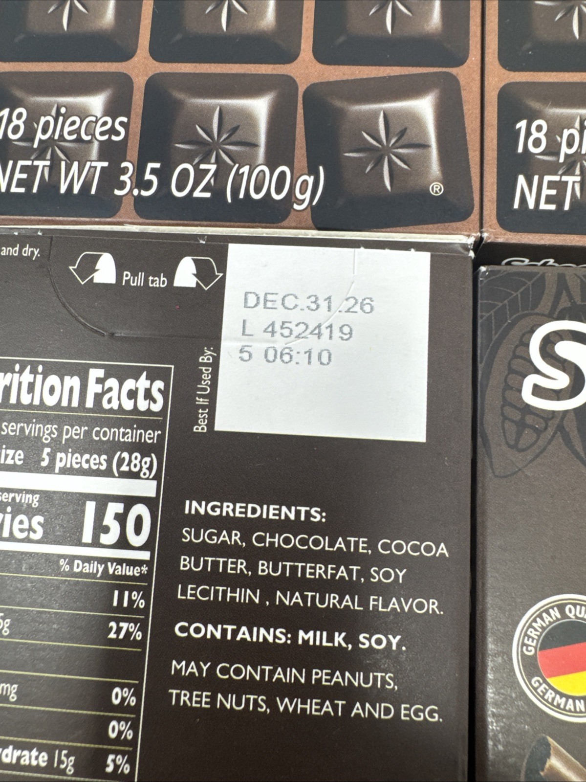 6X Schogetten Dark Chocolate Bars German Sweets Candy , 100g 3.5oz ea. Exp 12/26
