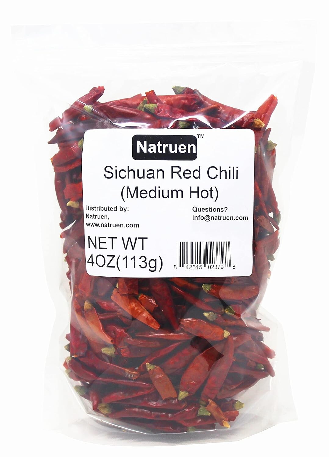 Natruen Whole Dry Szechuan Chinese Red Chili Pods 4oz (Medium Hot)