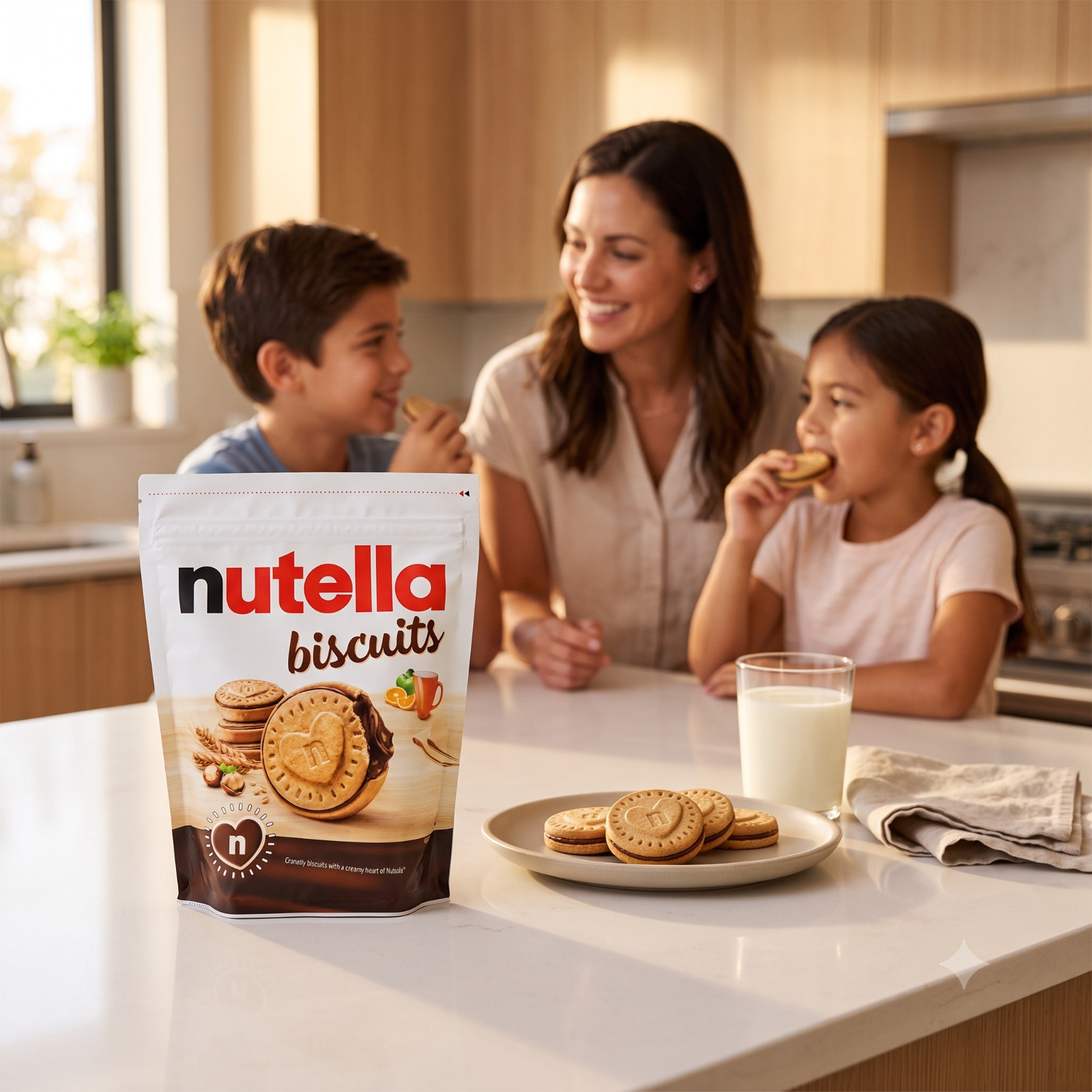 4 Pack Nutella Biscuits Cookies Filled with Nutella Hazelnut Spread, 4-count