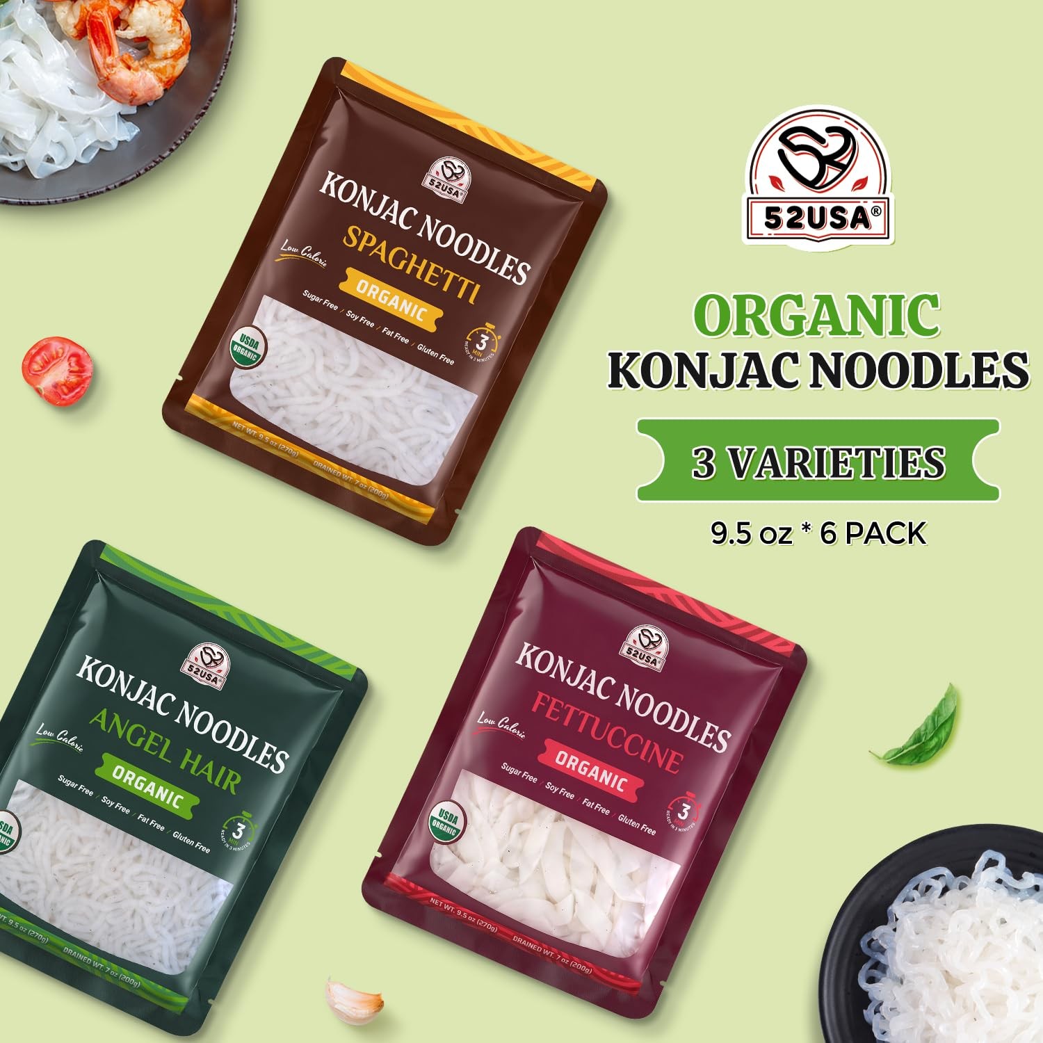 52USA USDA Organic Konjac Shirataki Noodle, Low Carb Pasta 52.8 Oz, 6 Pack 3 …