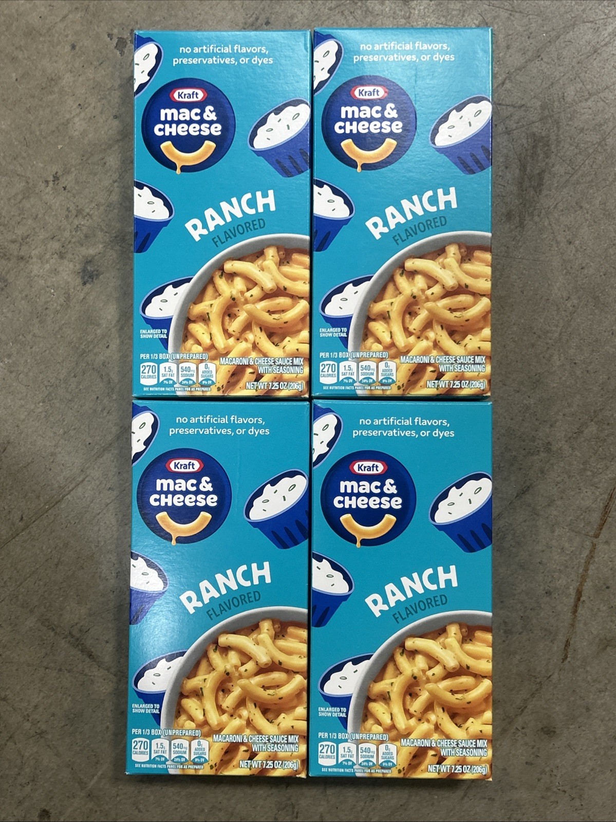 4 Boxes Kraft Ranch Flavored Mac & Cheese Macaroni & Cheese Dinner 7.25 oz