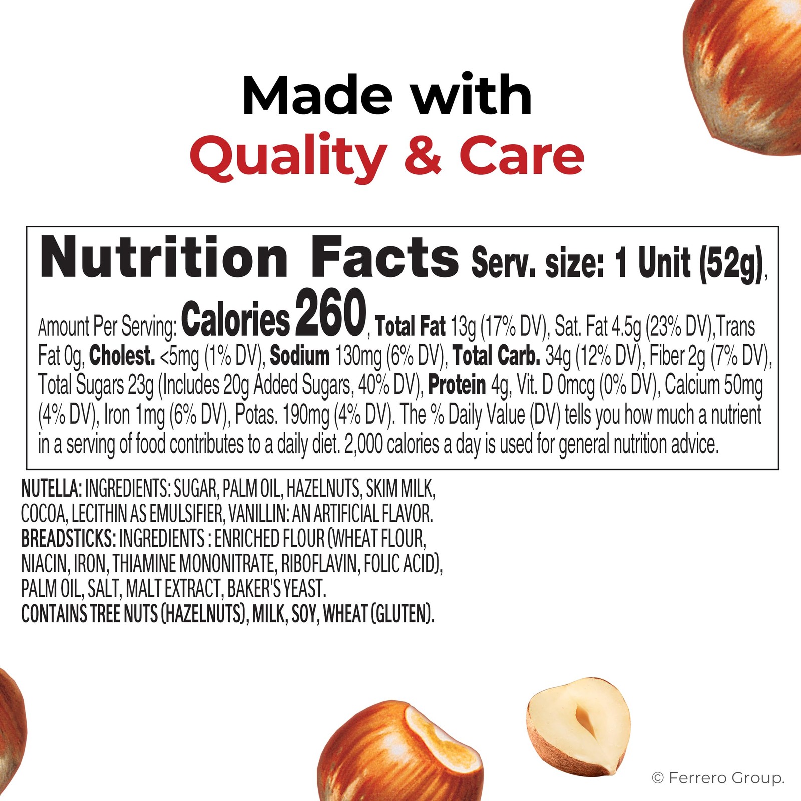 Nutella & GO 4Pack Delicious Hazelnut & Cocoa Spread with Breadsticks, 1.9oz