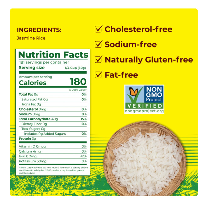 Golden Star Thai Hom Mali Jasmine Rice, 20 lbs
