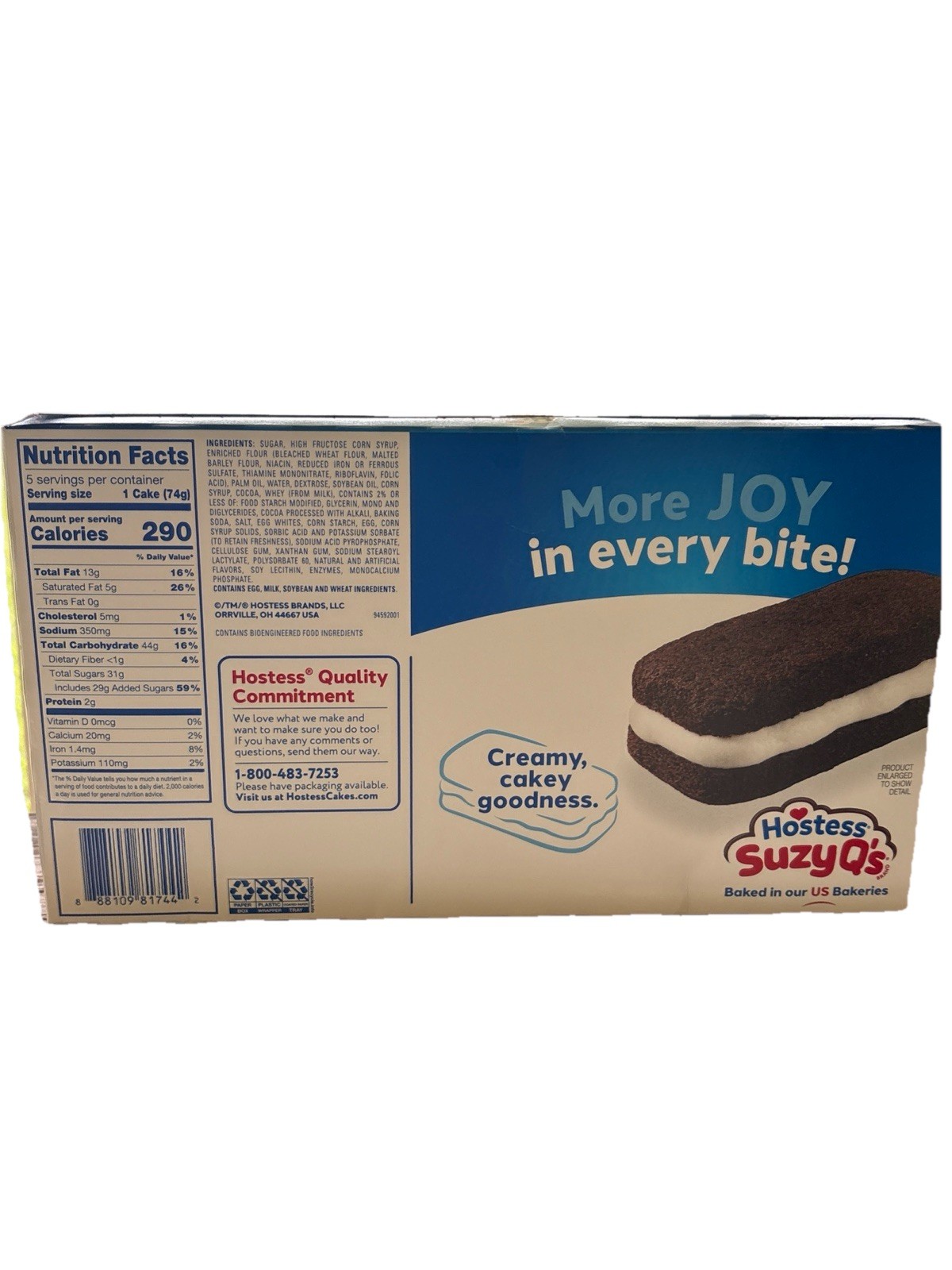 Hostess Suzy Q’s Chocolate Cakes with Creamy Filling – 6 boxes of 5 cakes