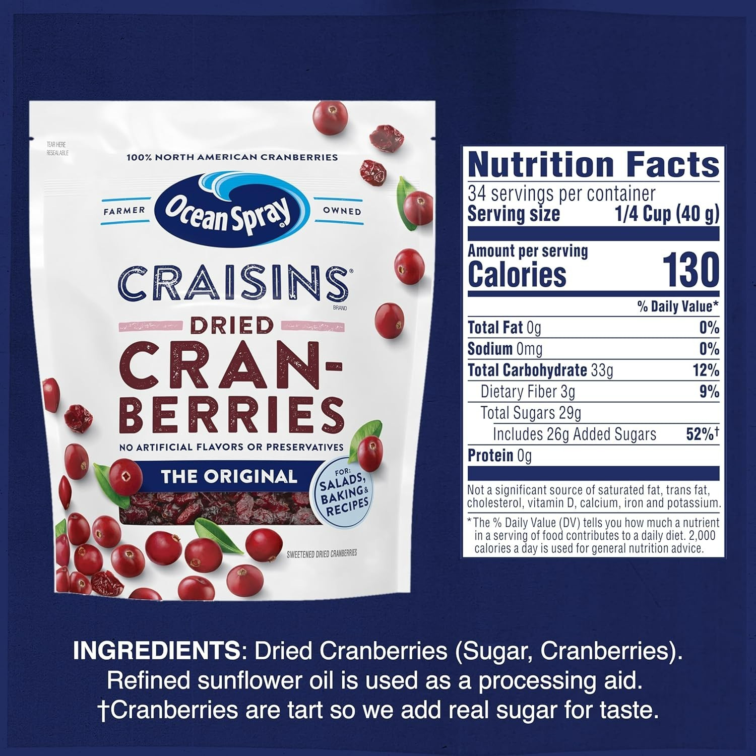 Craisins Dried Cranberries, Dried Fruit, 48oz